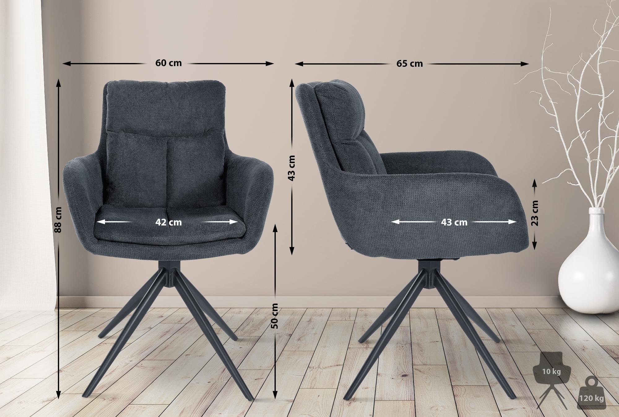 Lot de 2 chaises de salle à manger Vilas tissu