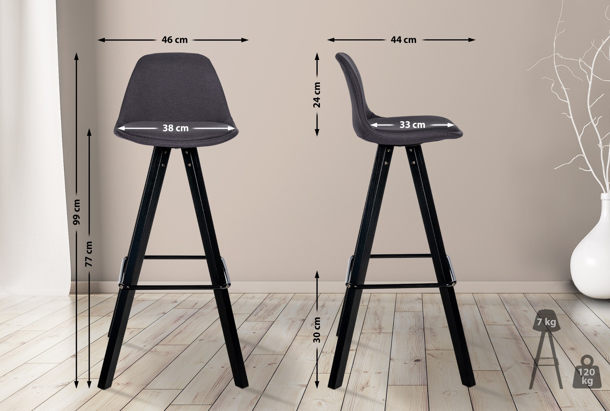 Tabouret de Bar Corbin Tissu Square