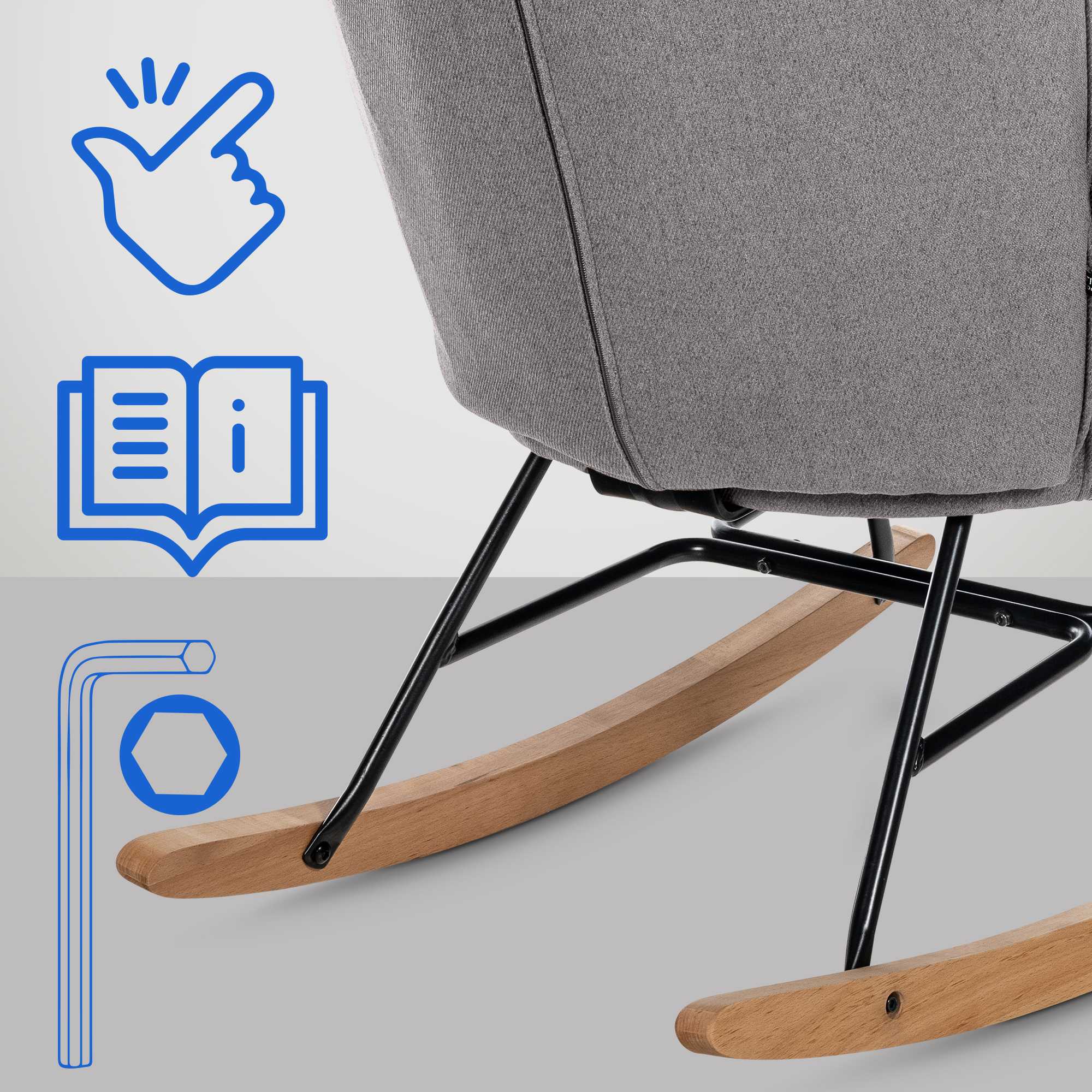 Fauteuil à bascule Sanka en tissu
