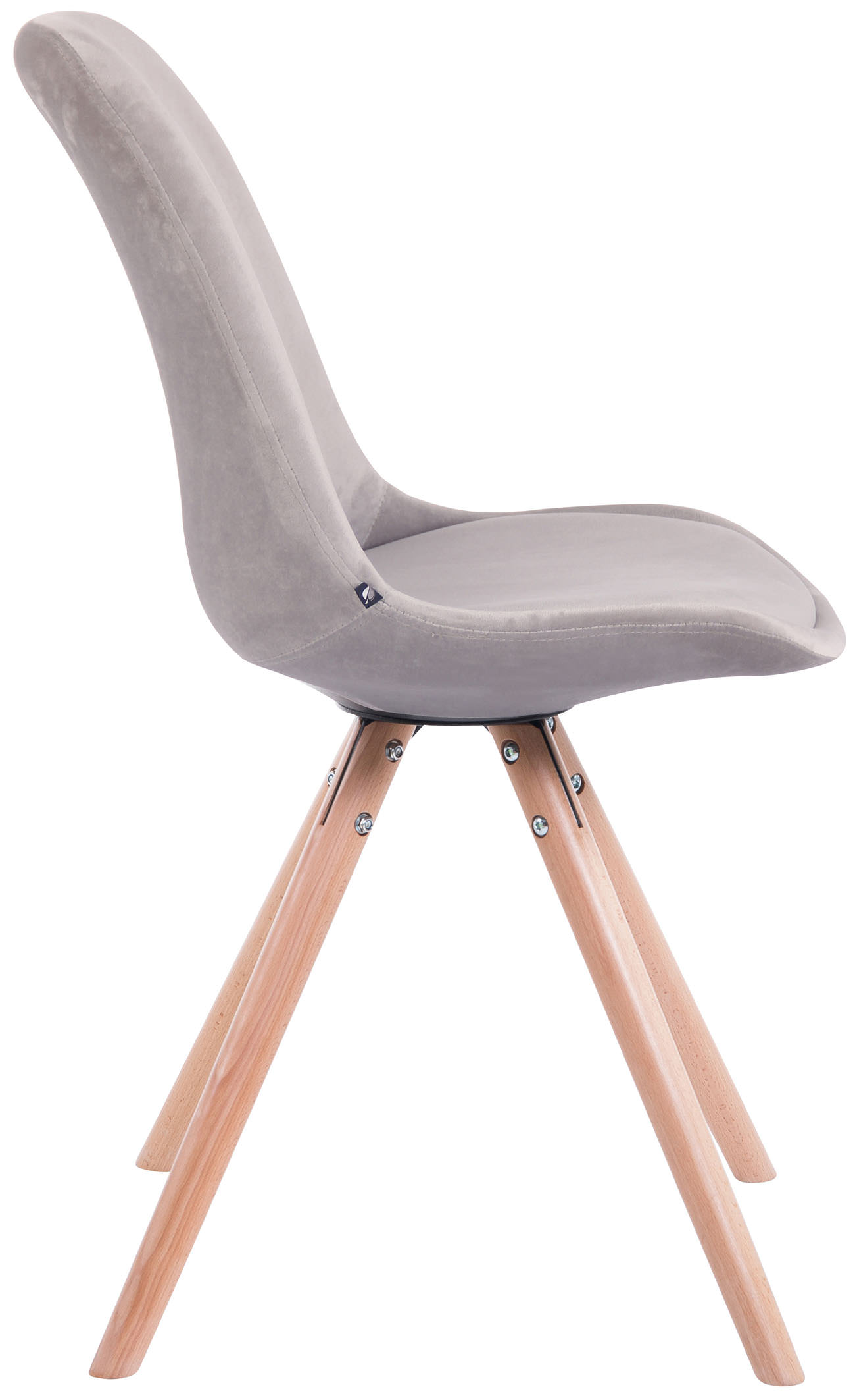 Lot de 4 Chaises de salle à manger Toulouse Velours Pieds ronds bois