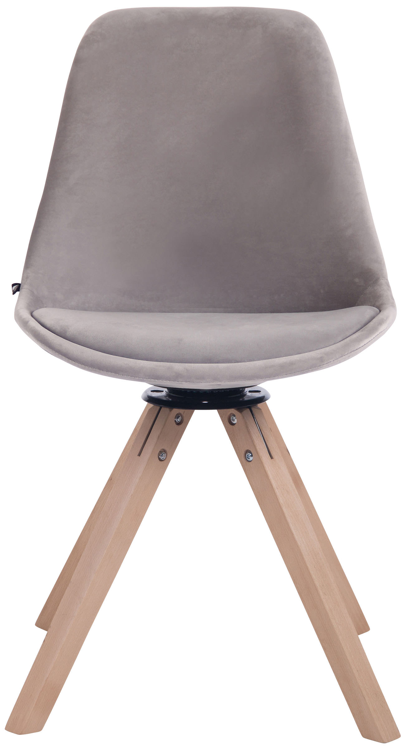 Chaise visiteur Troyes en velours avec piétement Carré en bois de hêtre ou de chêne