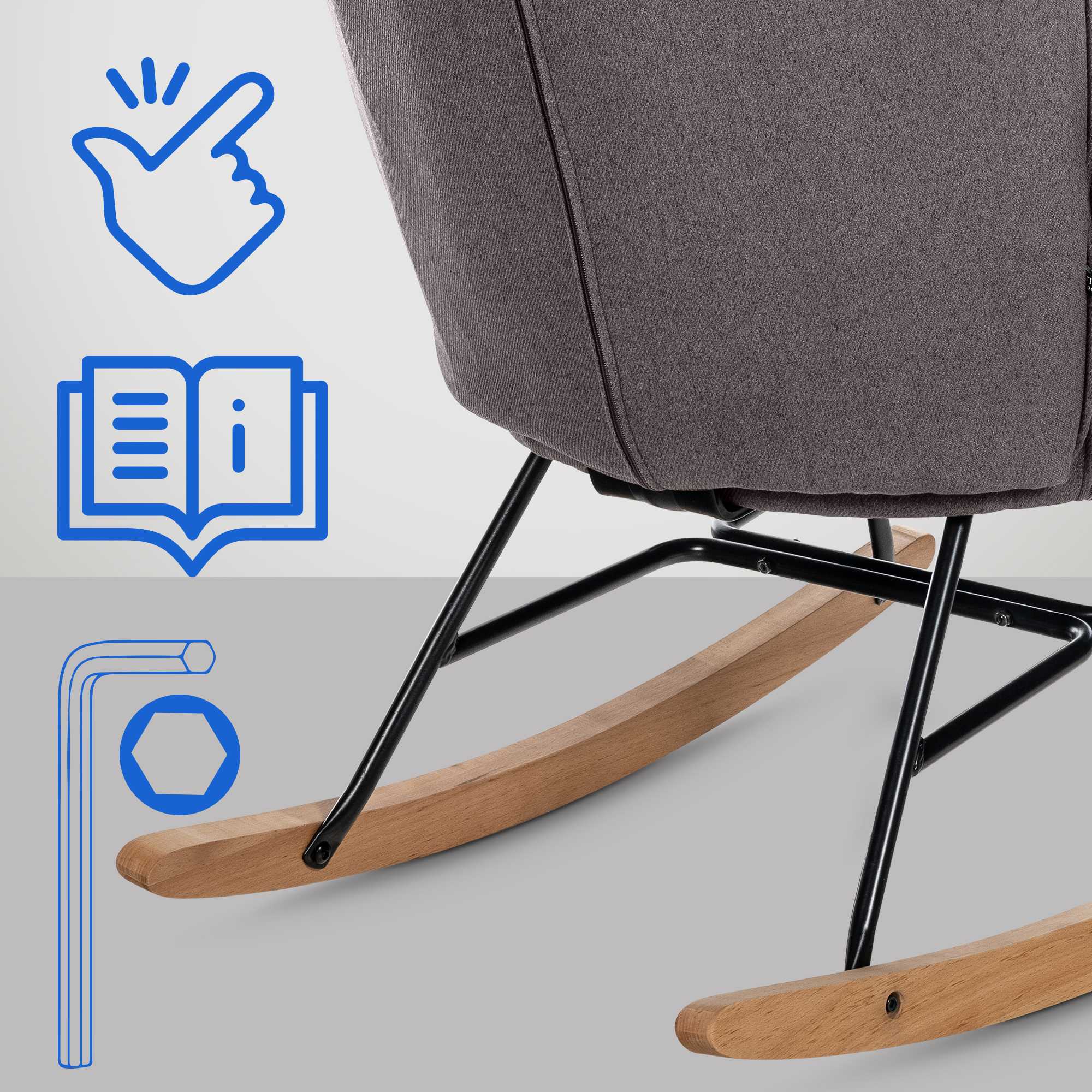 Fauteuil à bascule Sanka en tissu