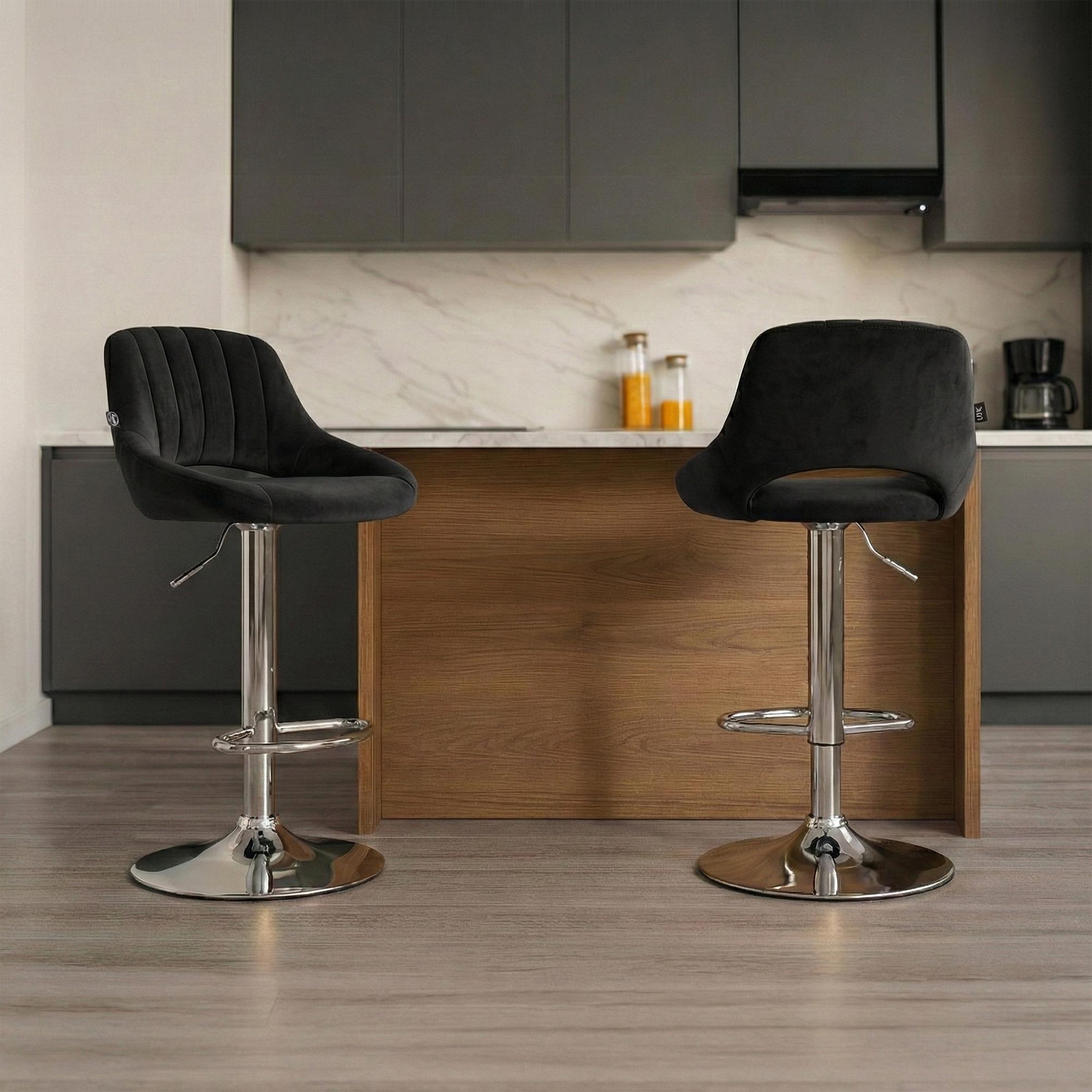 Lot de 2 tabourets de bar Milet en velours