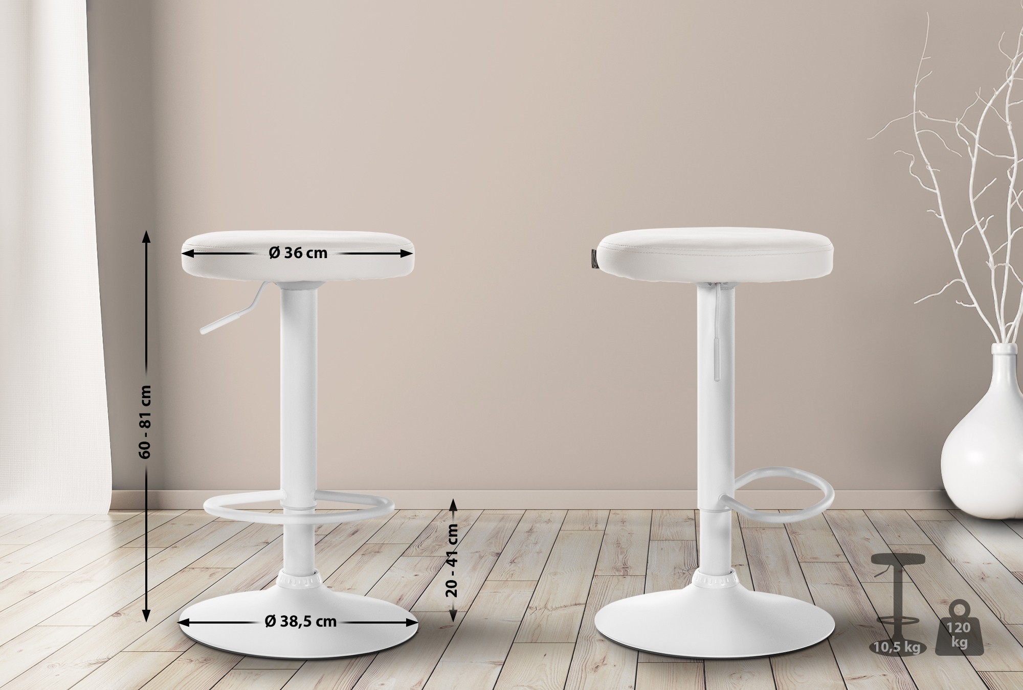 Lot de 2 tabourets de bar Ponte en similicuir