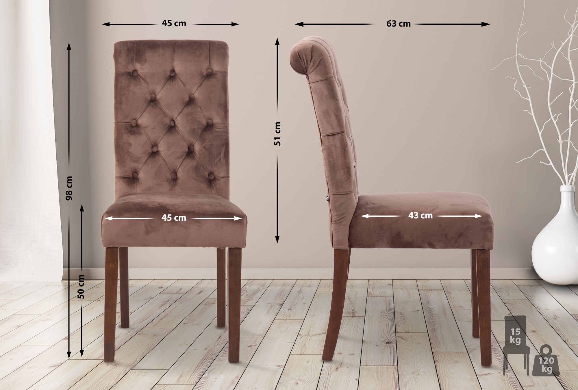 Lot de 2 Chaises de salle à manger Lisburn