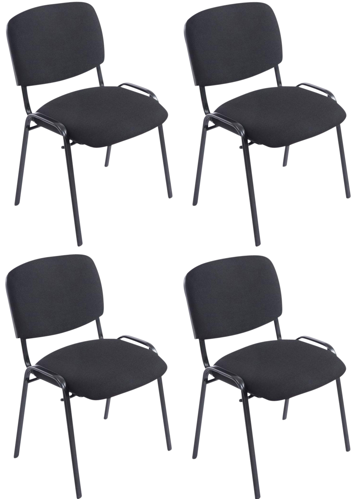 Lot de 4 Chaises empilables XL Ken en Tissu avec Pieds en métal