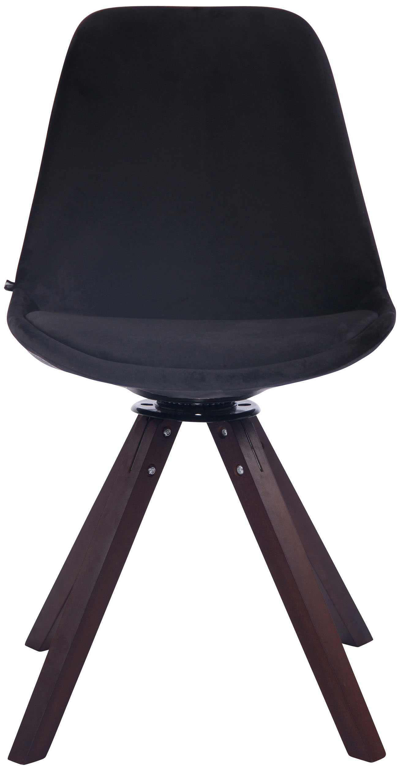 Chaise visiteur Troyes en velours avec piétement Carré en bois de hêtre ou de chêne