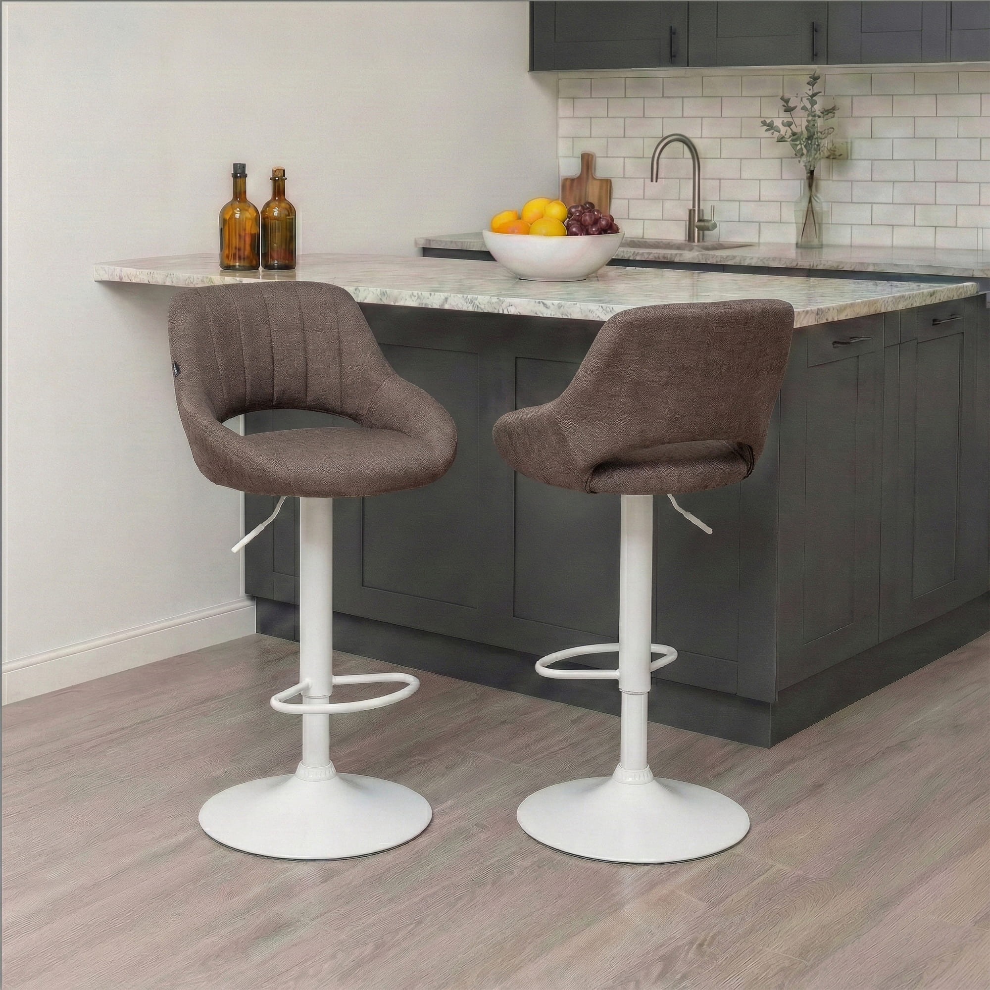 Lot de 2 tabourets de bar Milet en tissu