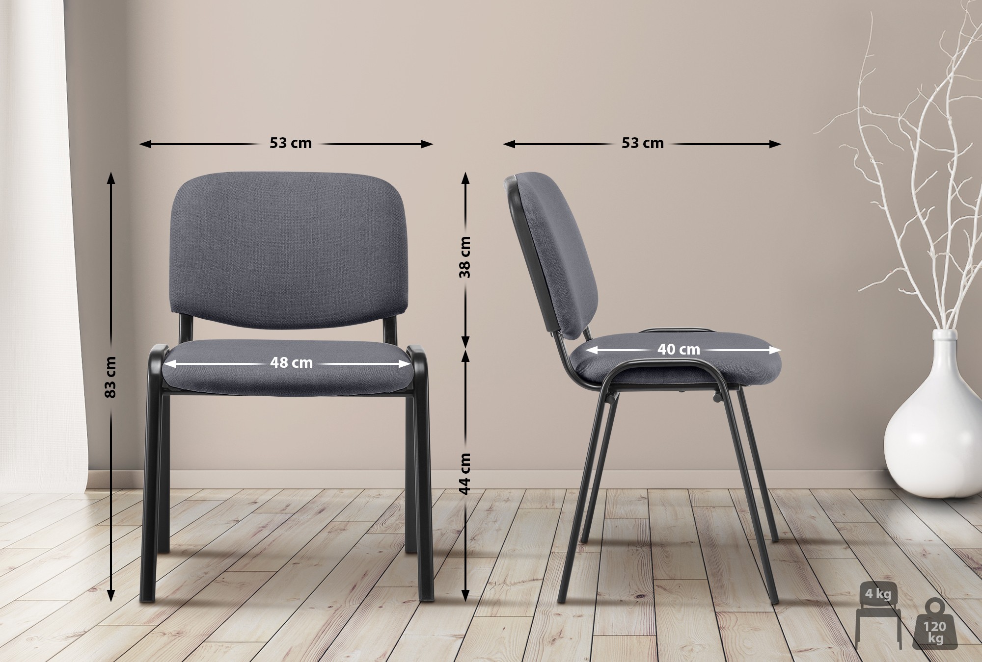Chaise visiteur Ken tissu