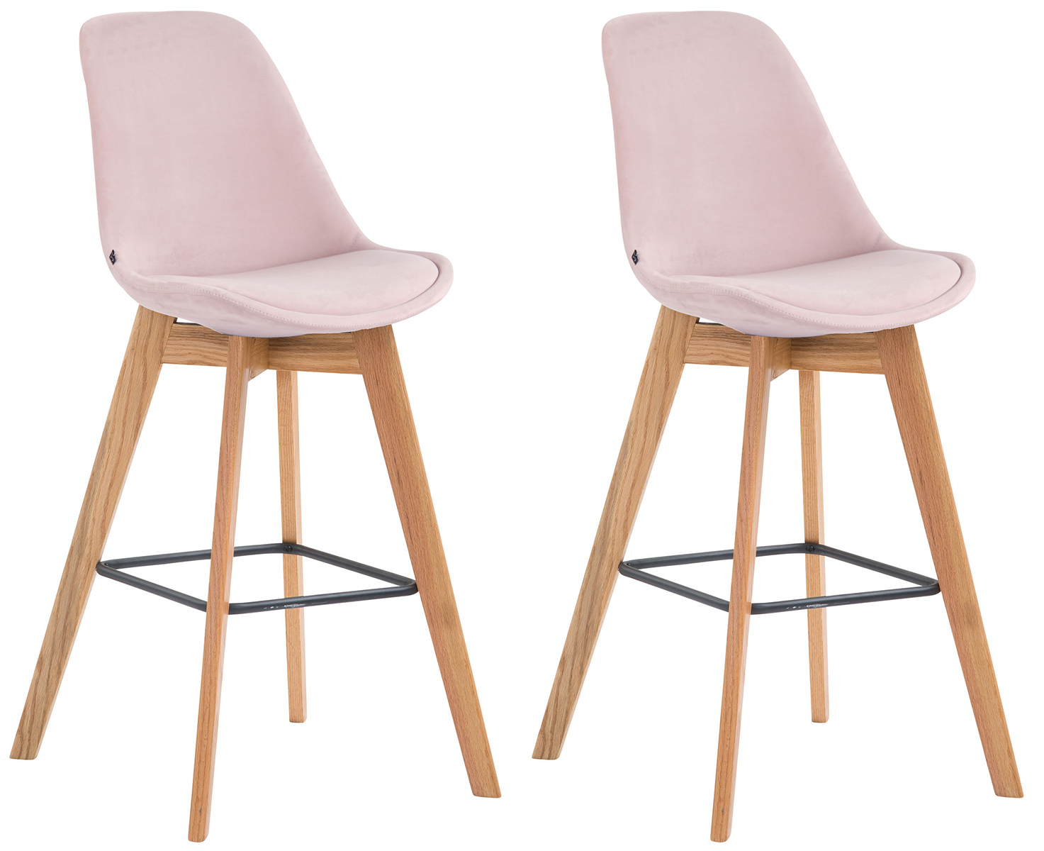Lot de 2 tabourets de bar Metz en velours Pieds en bois