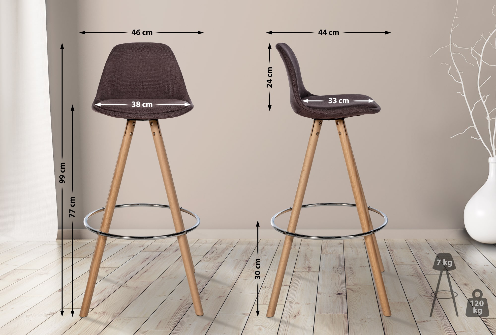 Tabouret de bar Corbin Tissu Rond