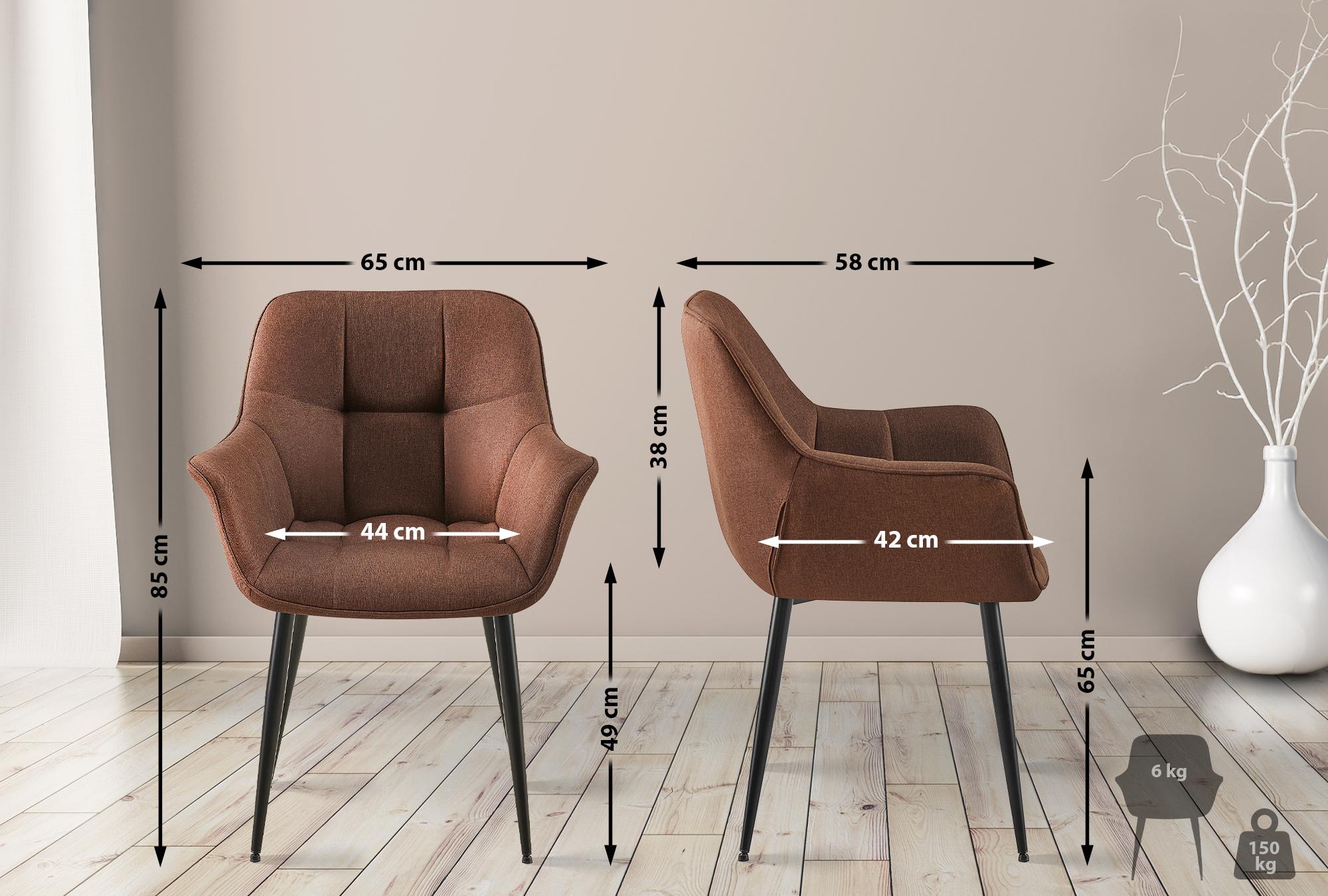 Chaise de salle à manger Roseville avec accoudoirs et pieds en métal