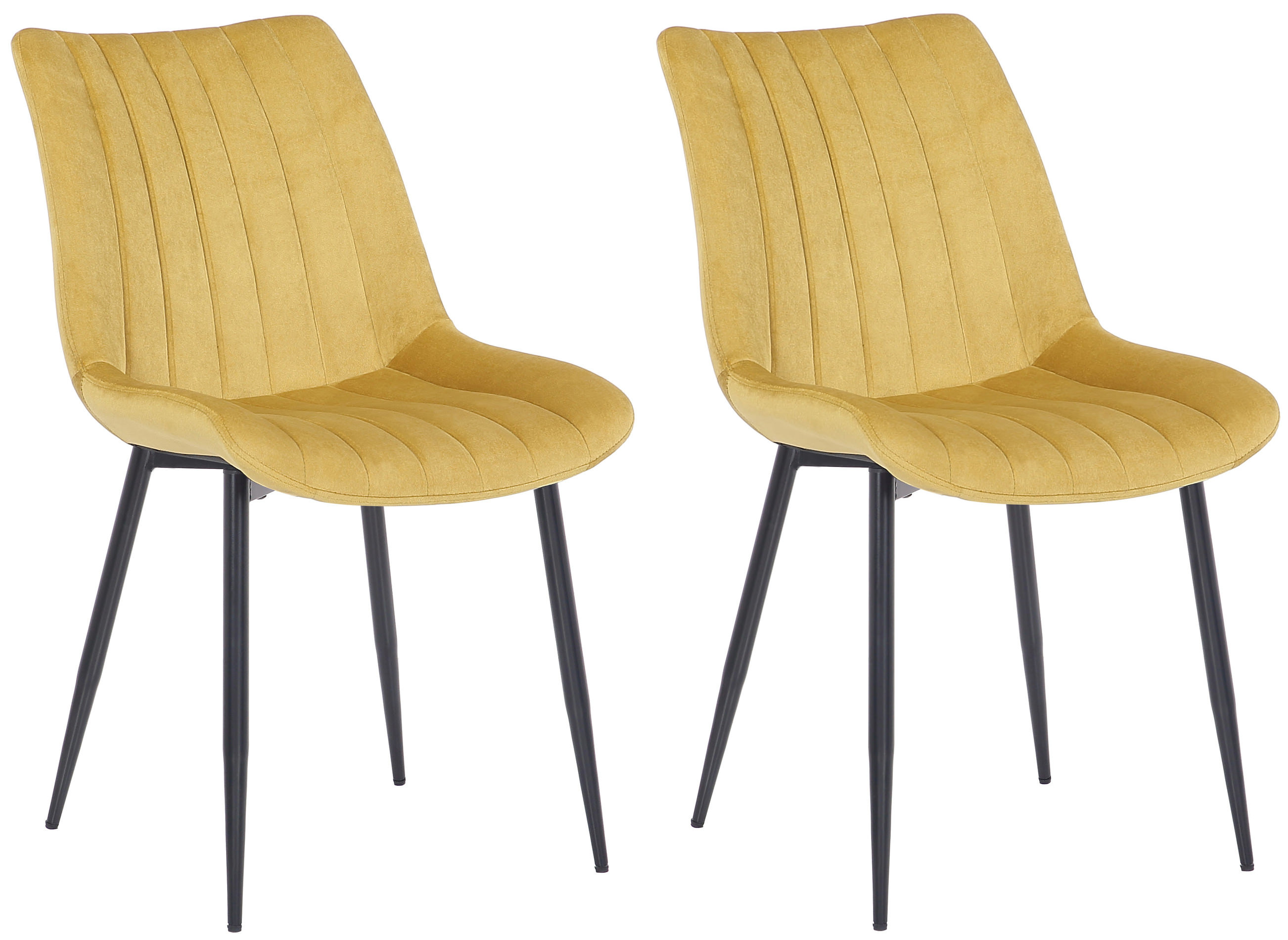 Lot de 2 Chaises de salle à manger Rahden en Velours avec Piètement en métal noir