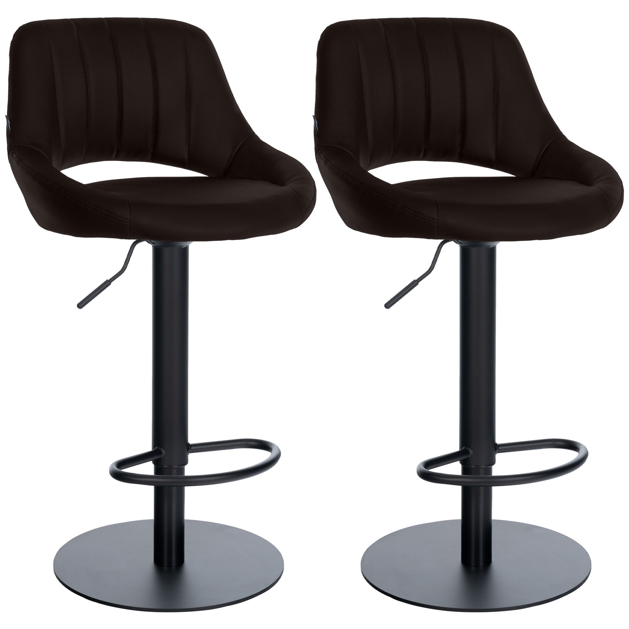 Lot de 2 tabourets de bar Milet noirs avec bases extra lourdes