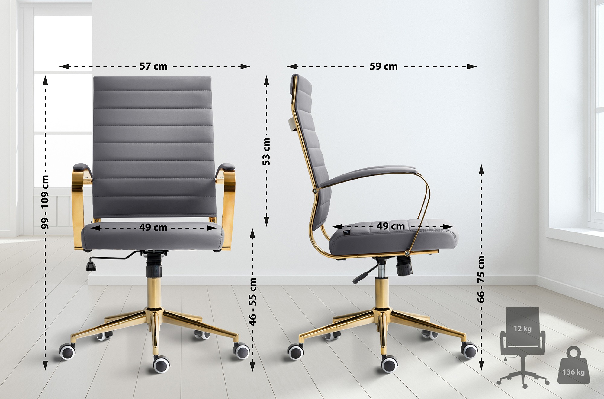 Chaise de bureau Havanna similicuir