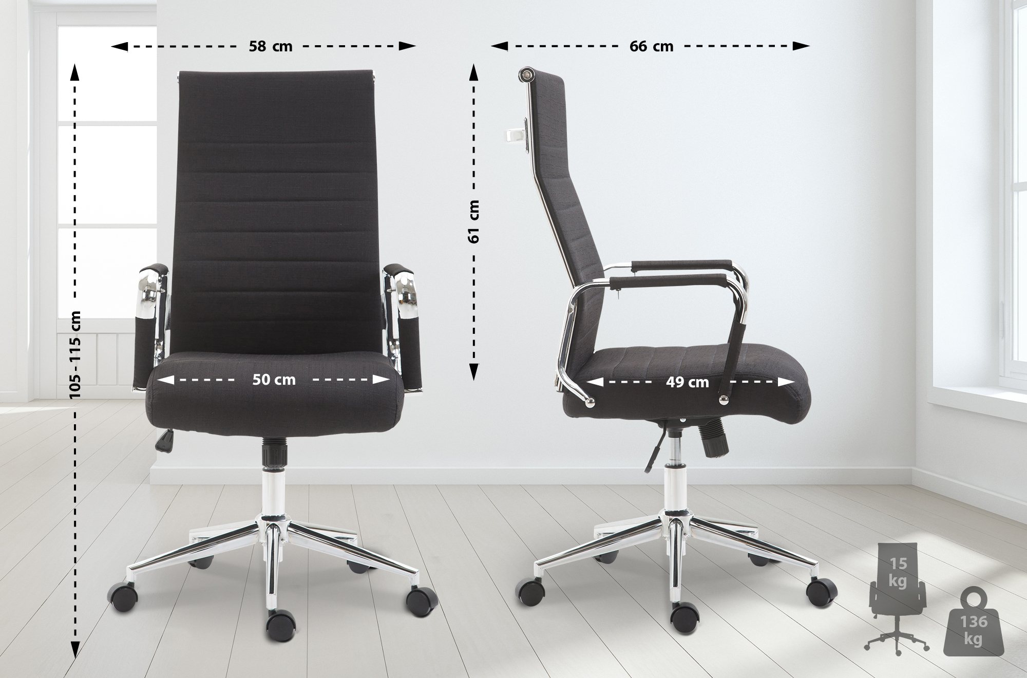 Fauteuil de bureau Kolumbus tissu