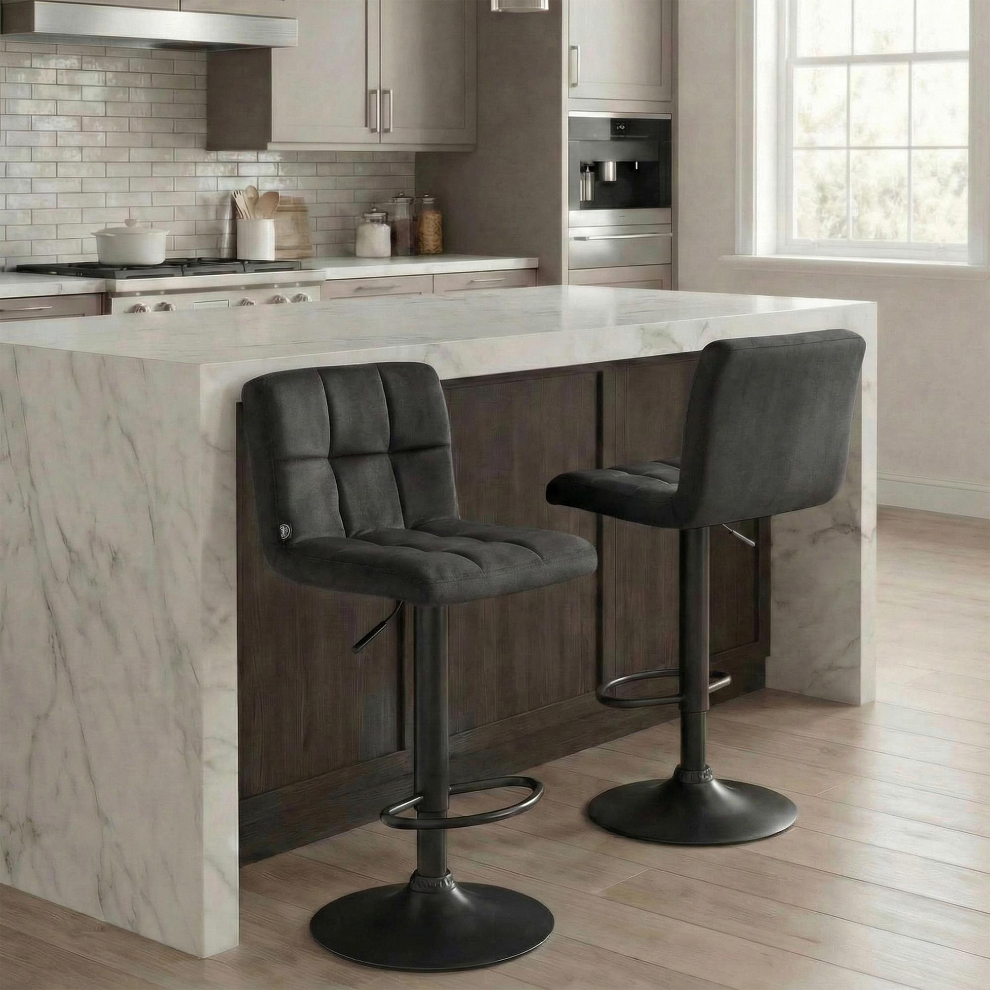 Lot de 2 tabourets de bar Peru velours