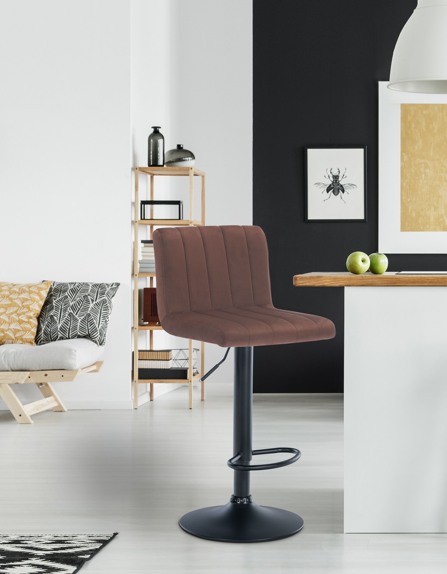 Lot de 2 tabourets de bar Jamie velours