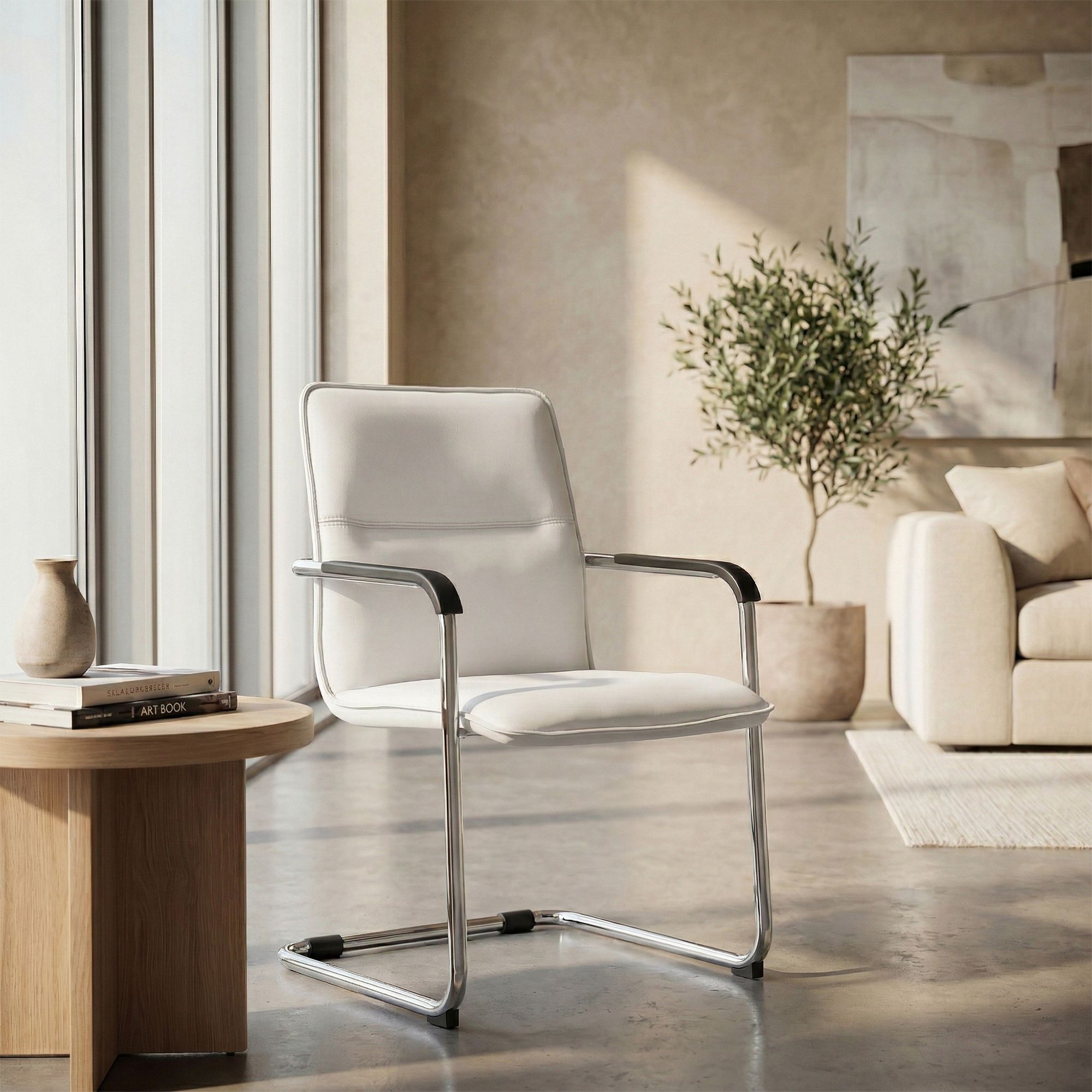 Lot de 2 chaises cantilever Seattle en similicuir