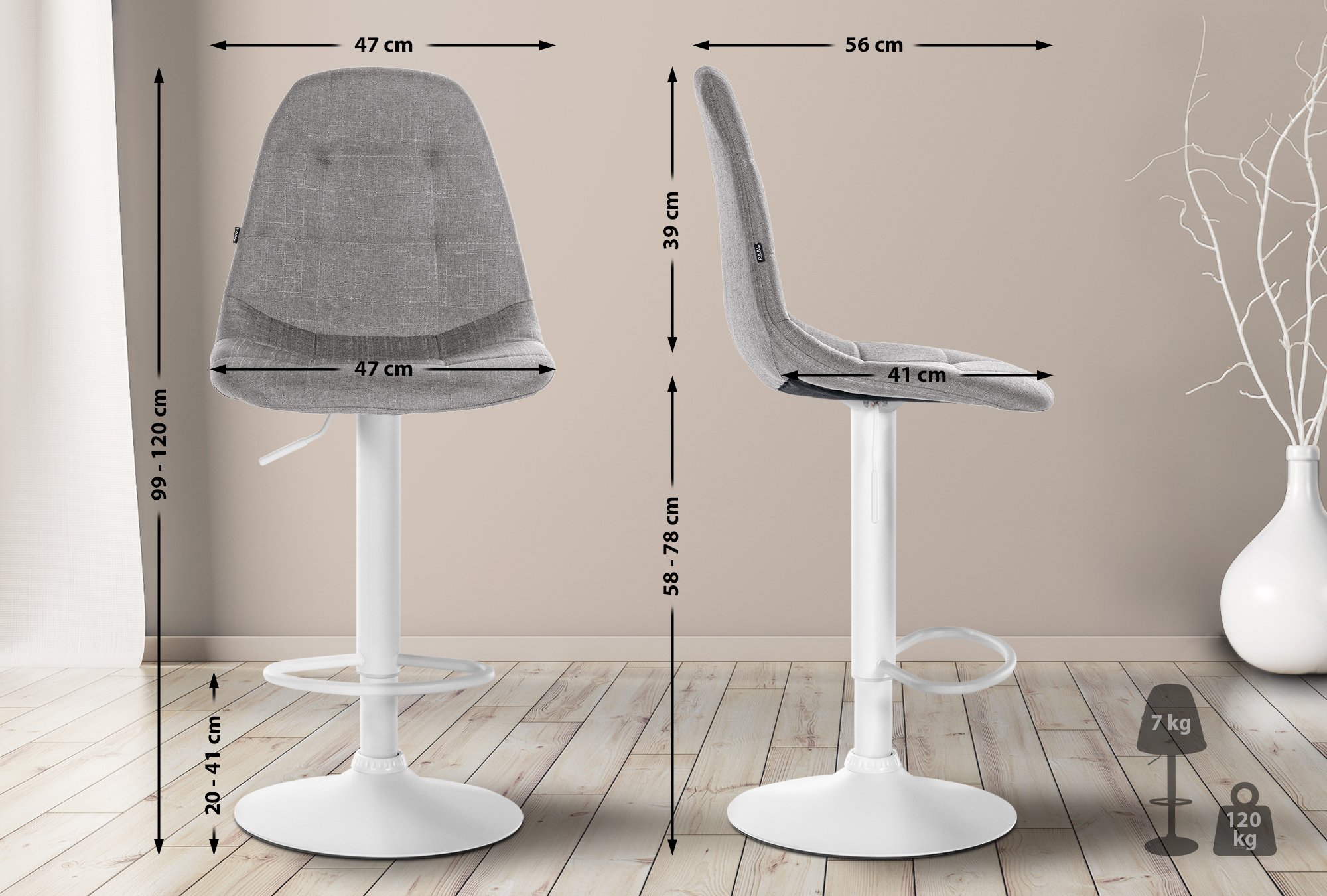 Tabouret de bar Elmore Tissu