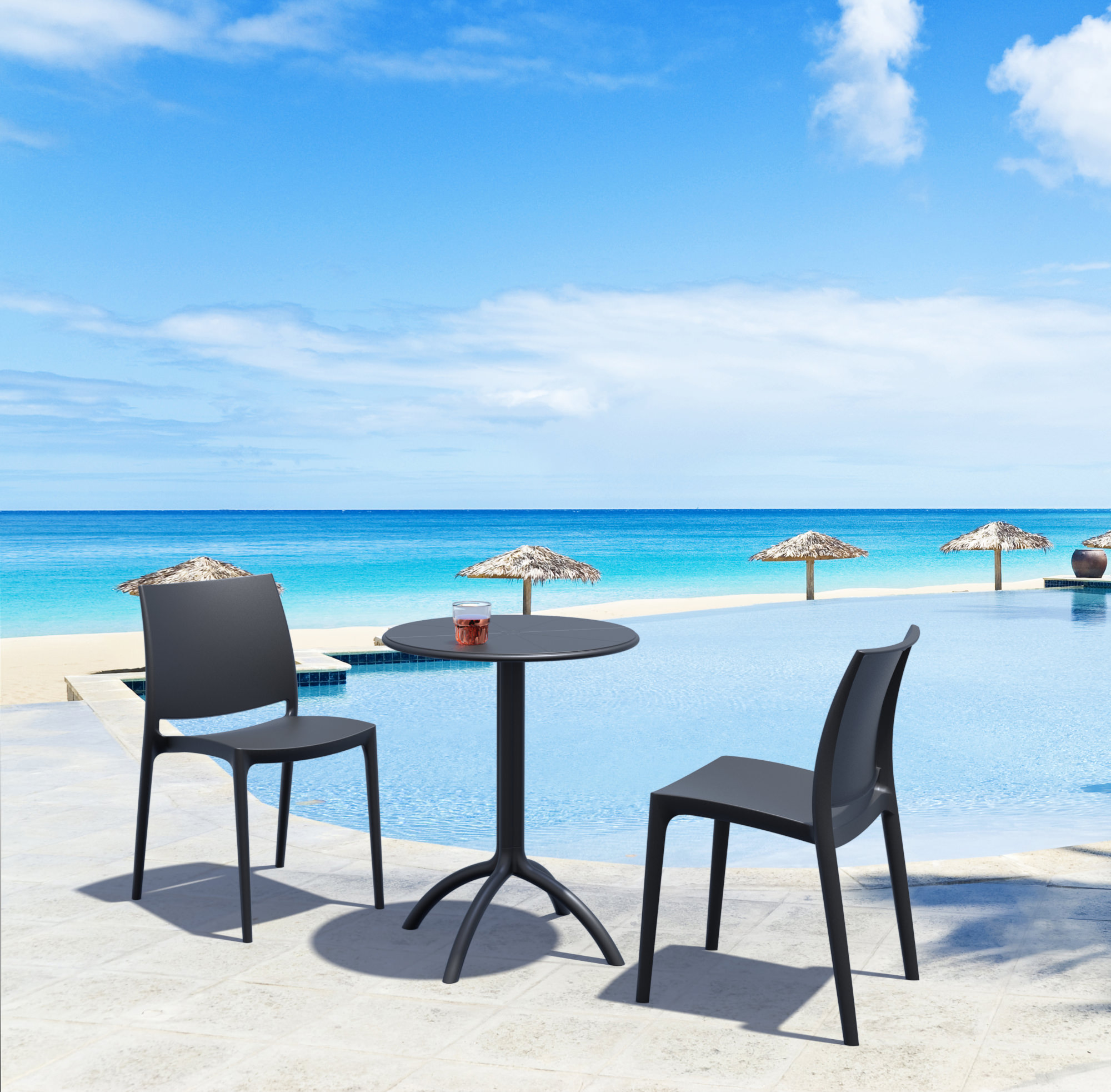 Lot de 2 chaises de jardin empilables Maya en plastique
