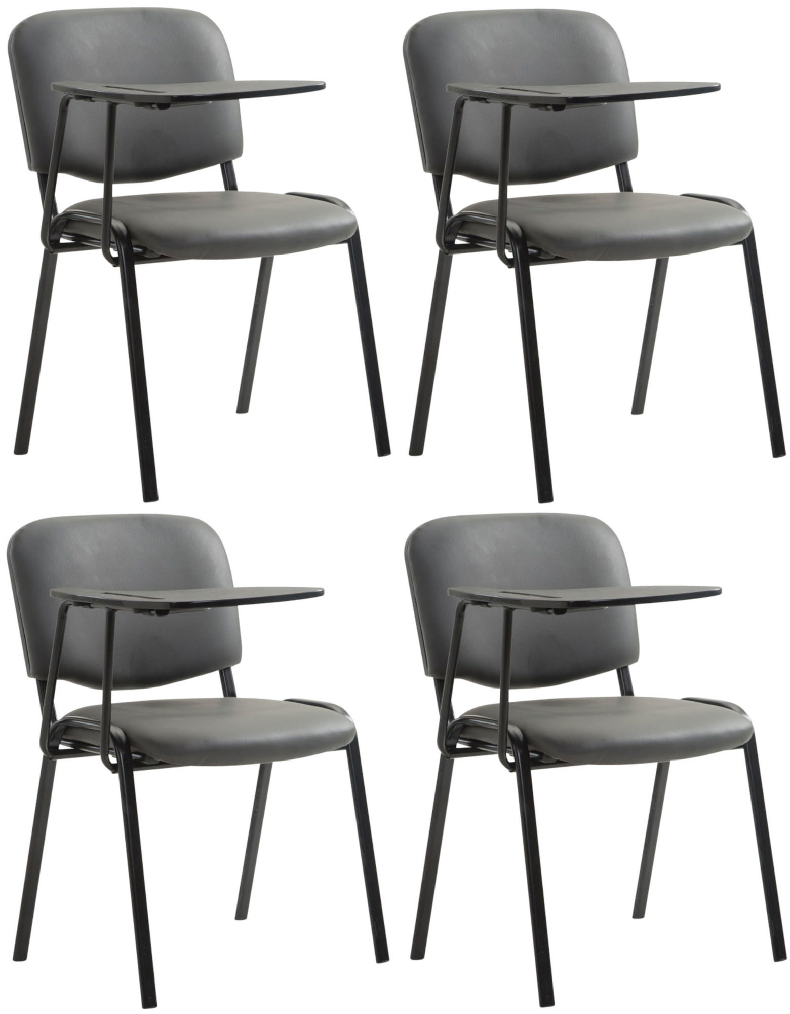 Lot de 4 Chaises Ken en similicuir avec tablette rabattable