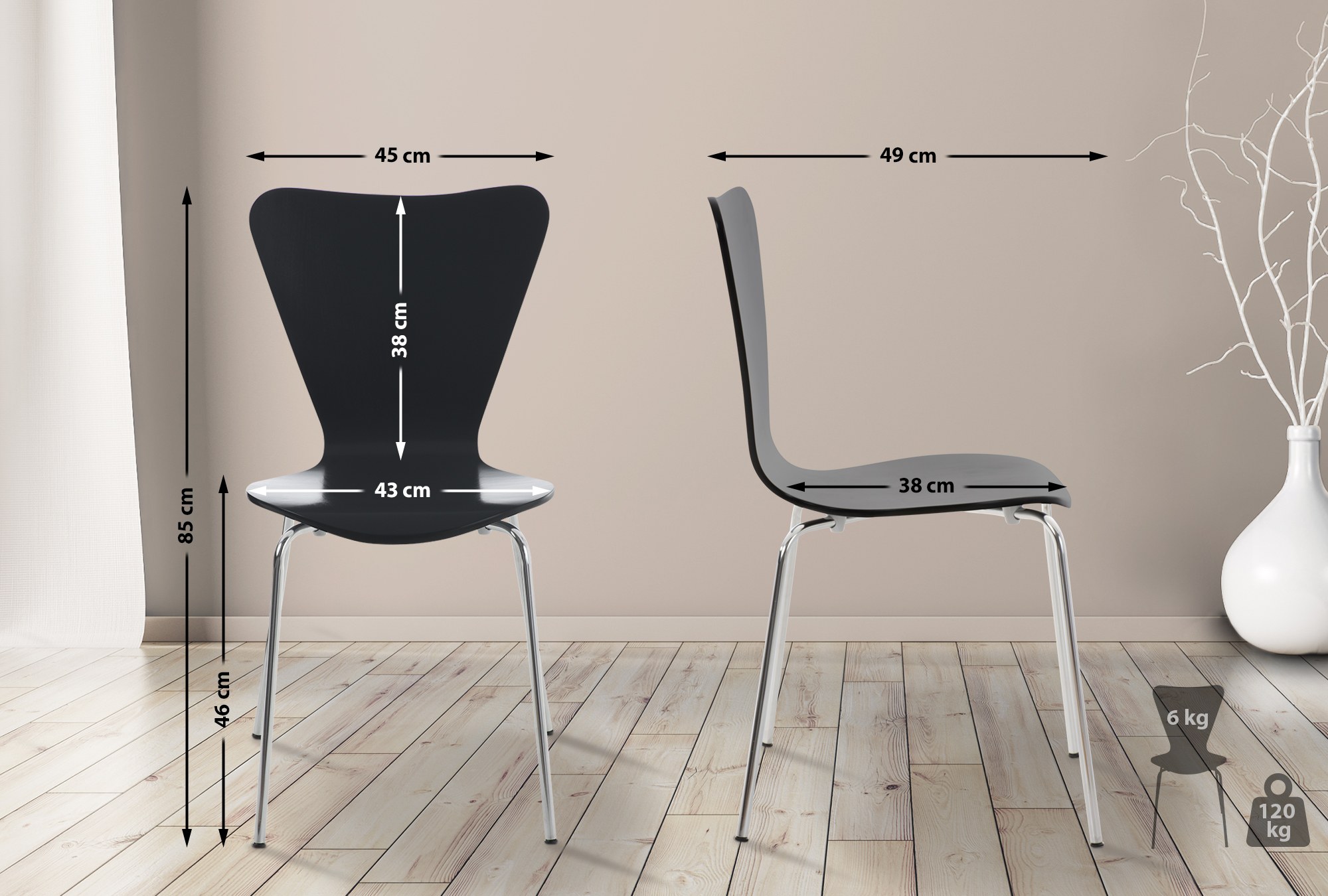 Lot de 2 chaises empilables Calisto Noir