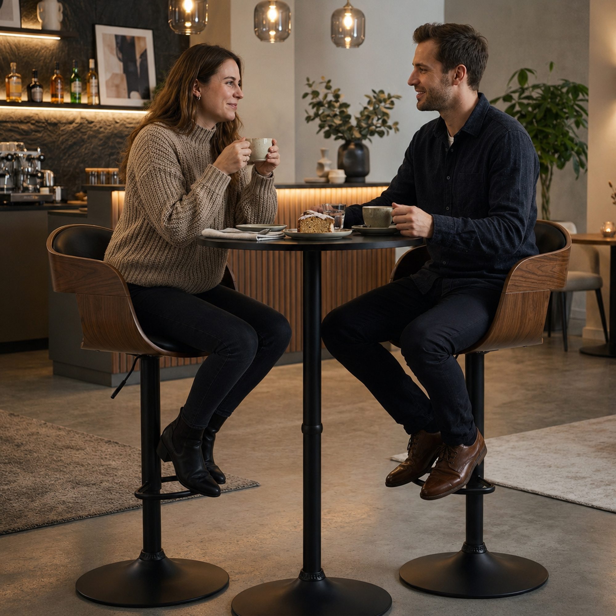 Ensemble table haute Kivo avec deux tabourets de bar