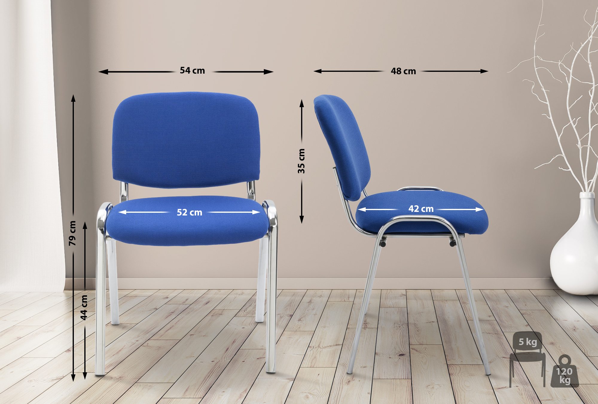 Chaise visiteur Ken support chromé tissu