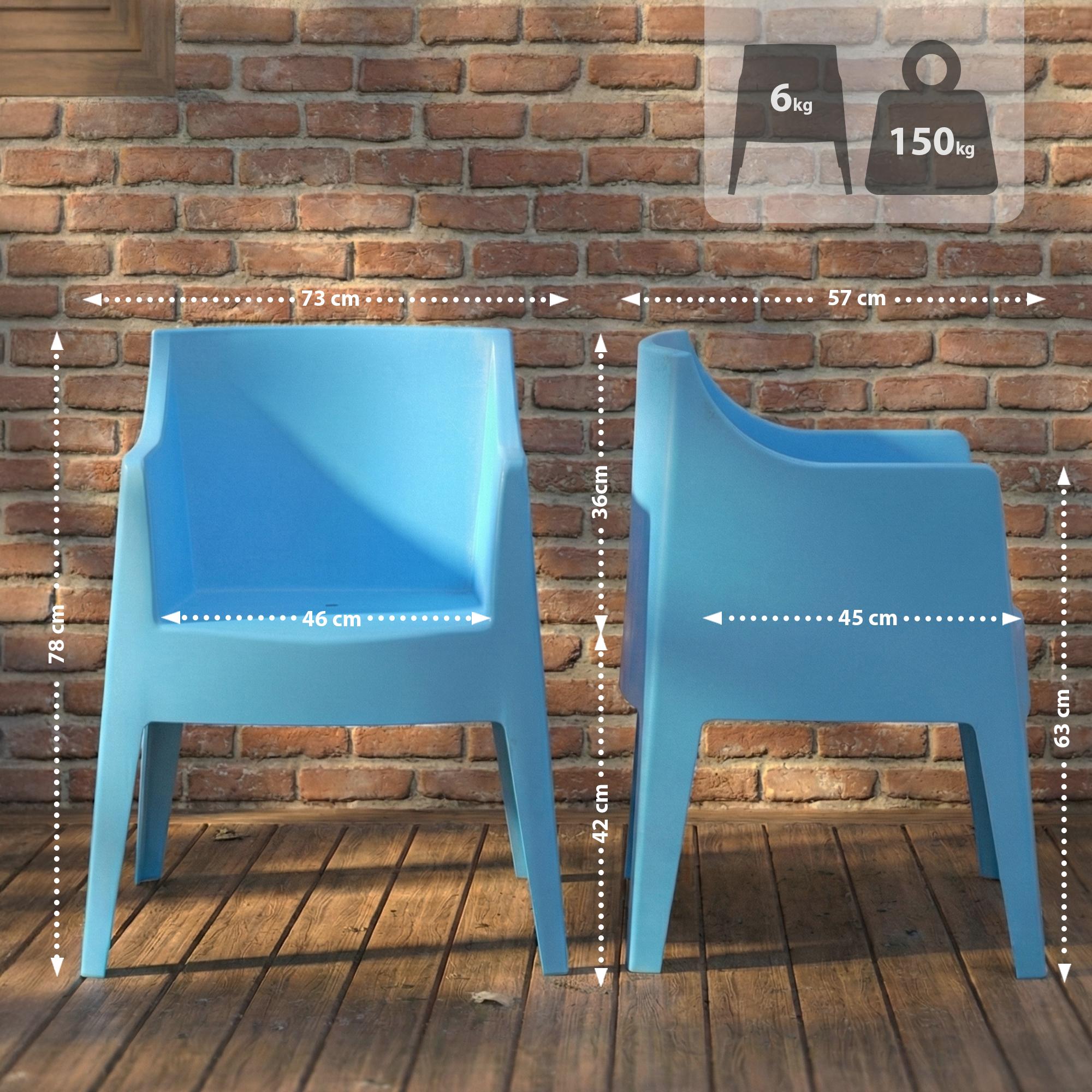 Lot de 6 Chaises de Jardin Bartal Empilables en Polypropylène Résistant aux UV et Intempéries - Fauteuils d'Extérieur Design