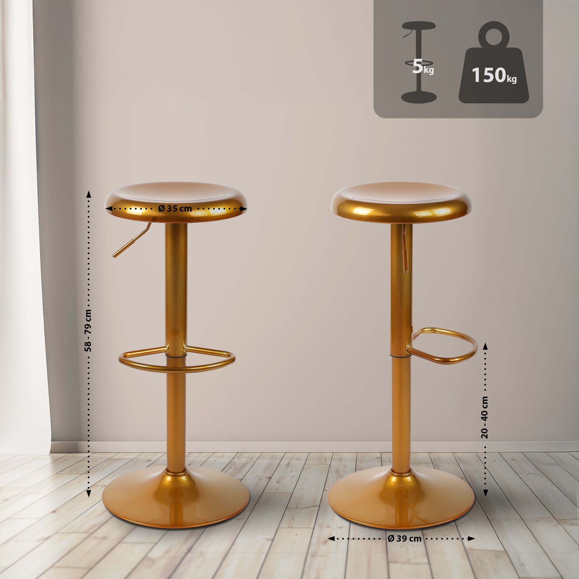 Lot de 2 tabourets de bar Williston