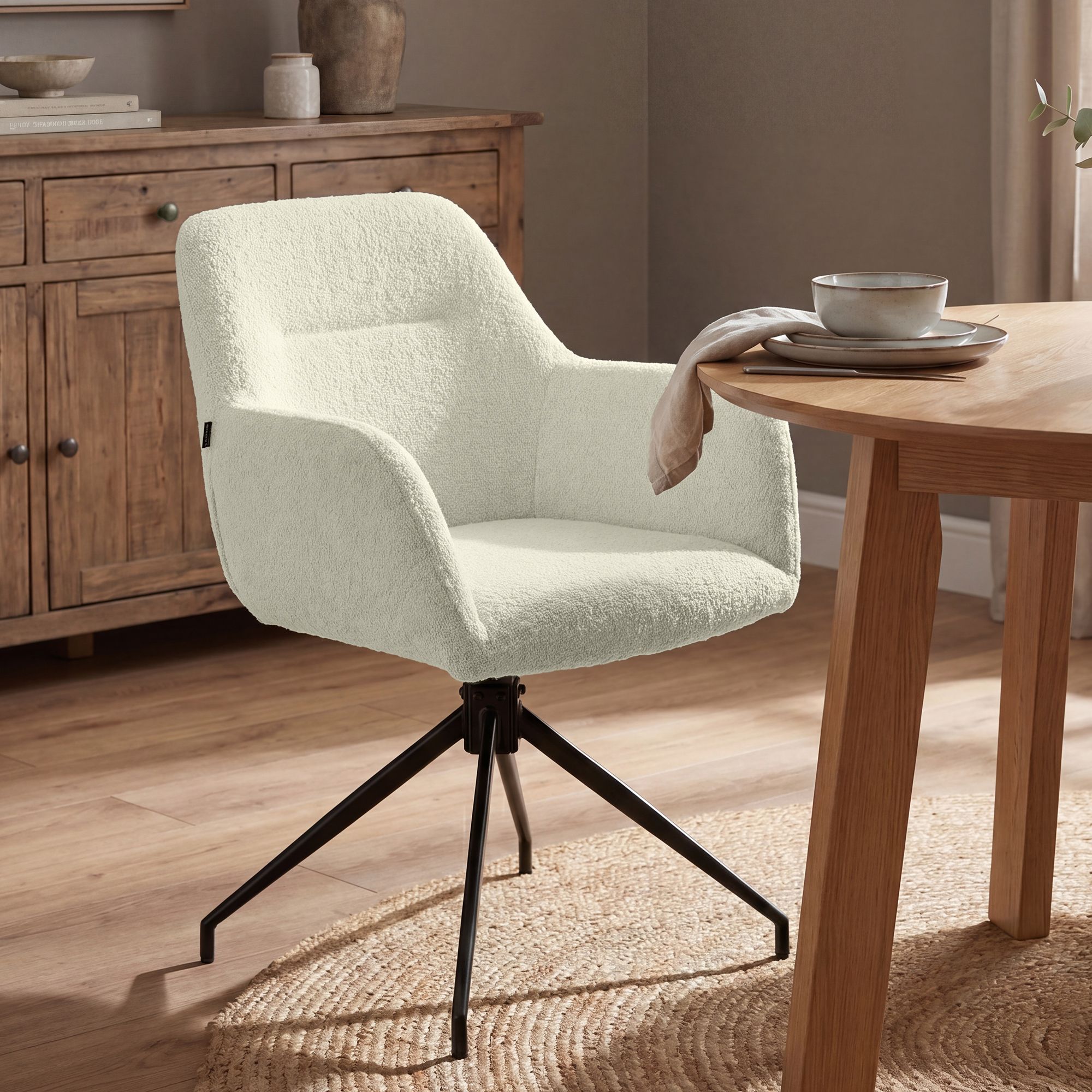 Lot de 2 Chaises de Salle à Manger Merlinda en Tissu Bouclette