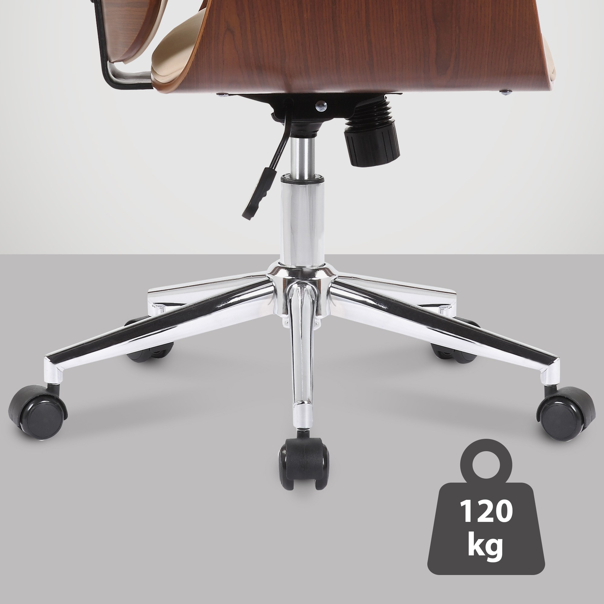 Fauteuil de bureau Kemberg en similicuir avec coque d'assise en bois
