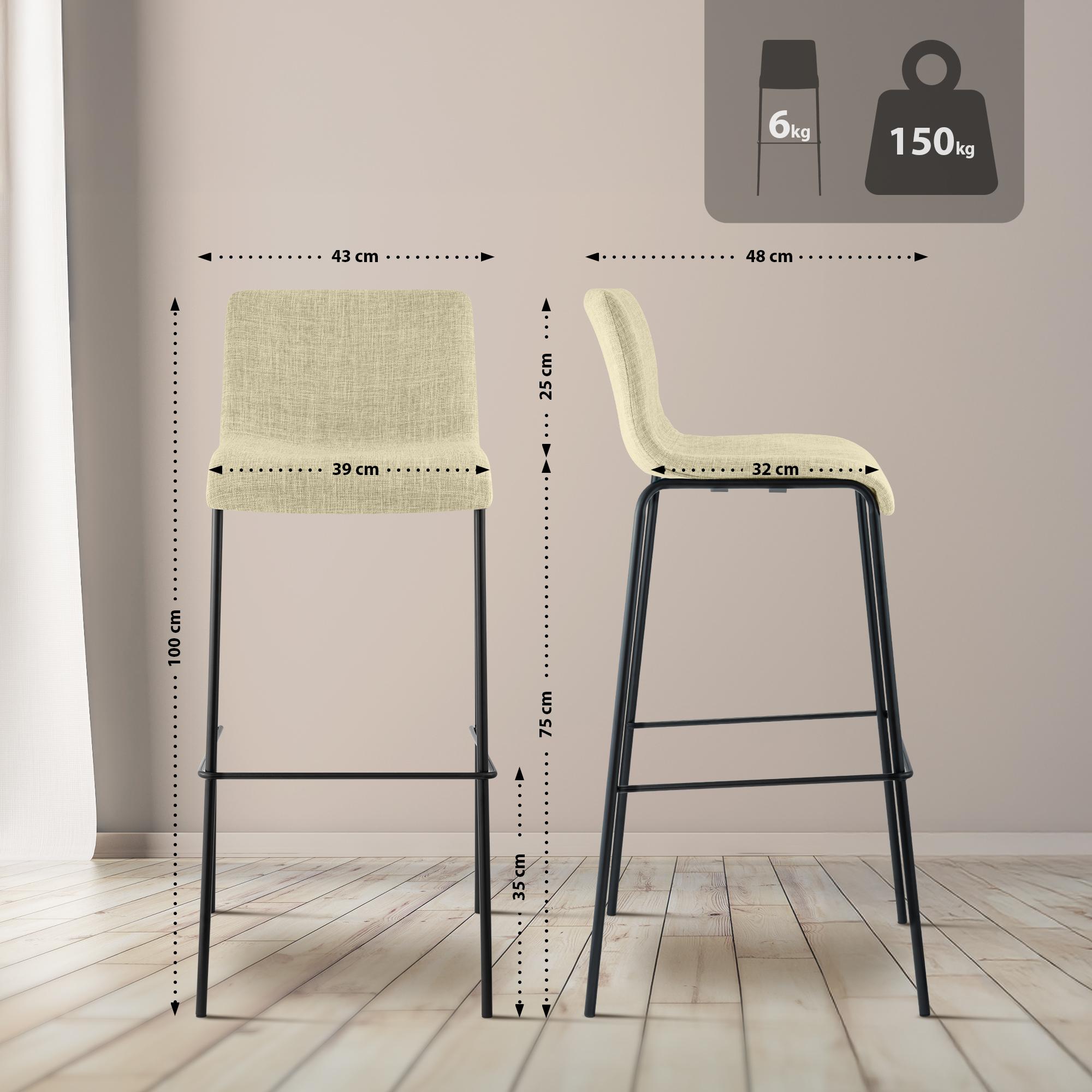 Tabouret de bar Hover en tissu avec pied a 4 branches
