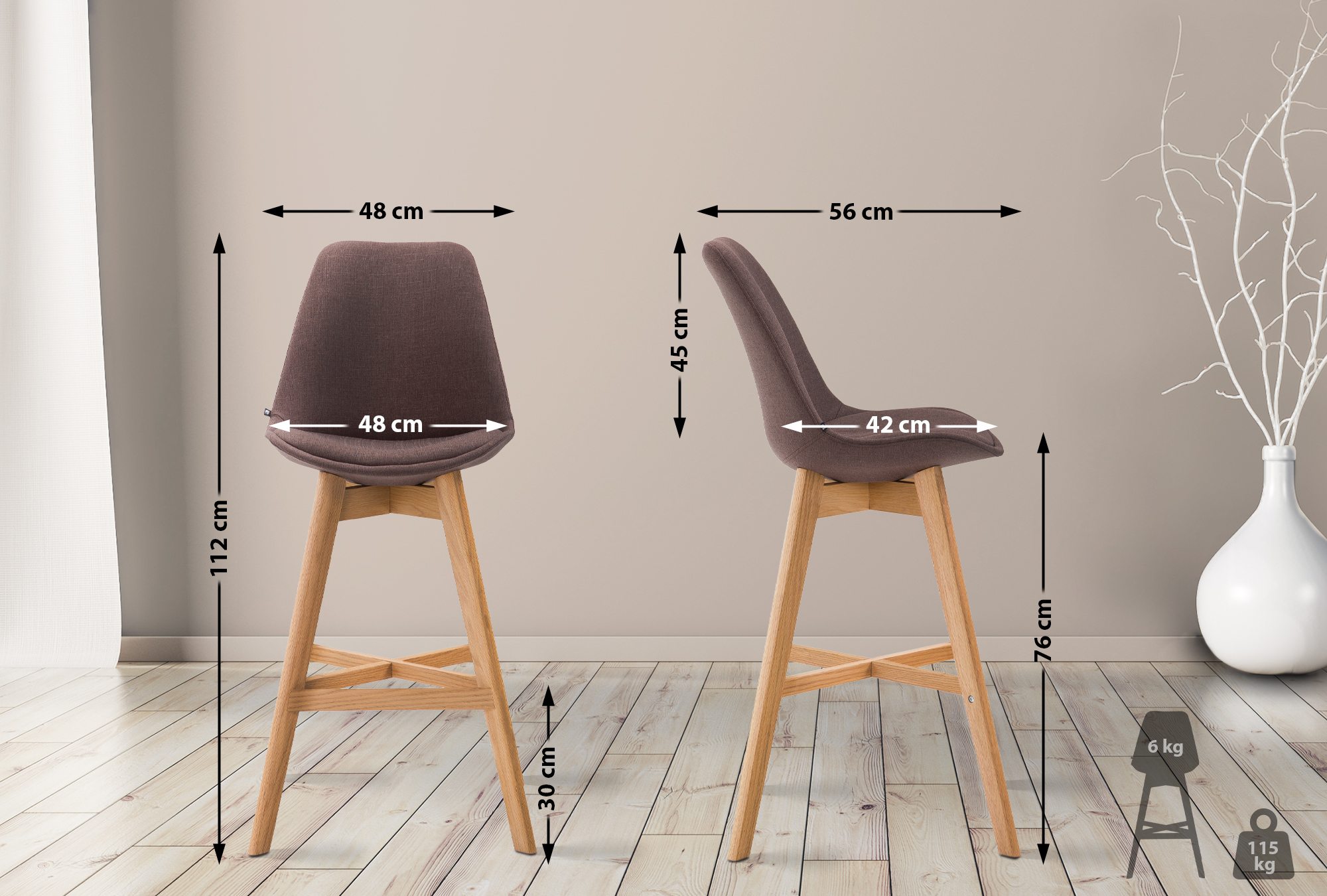 Lot de 2 tabourets de bar Cannes Tissu