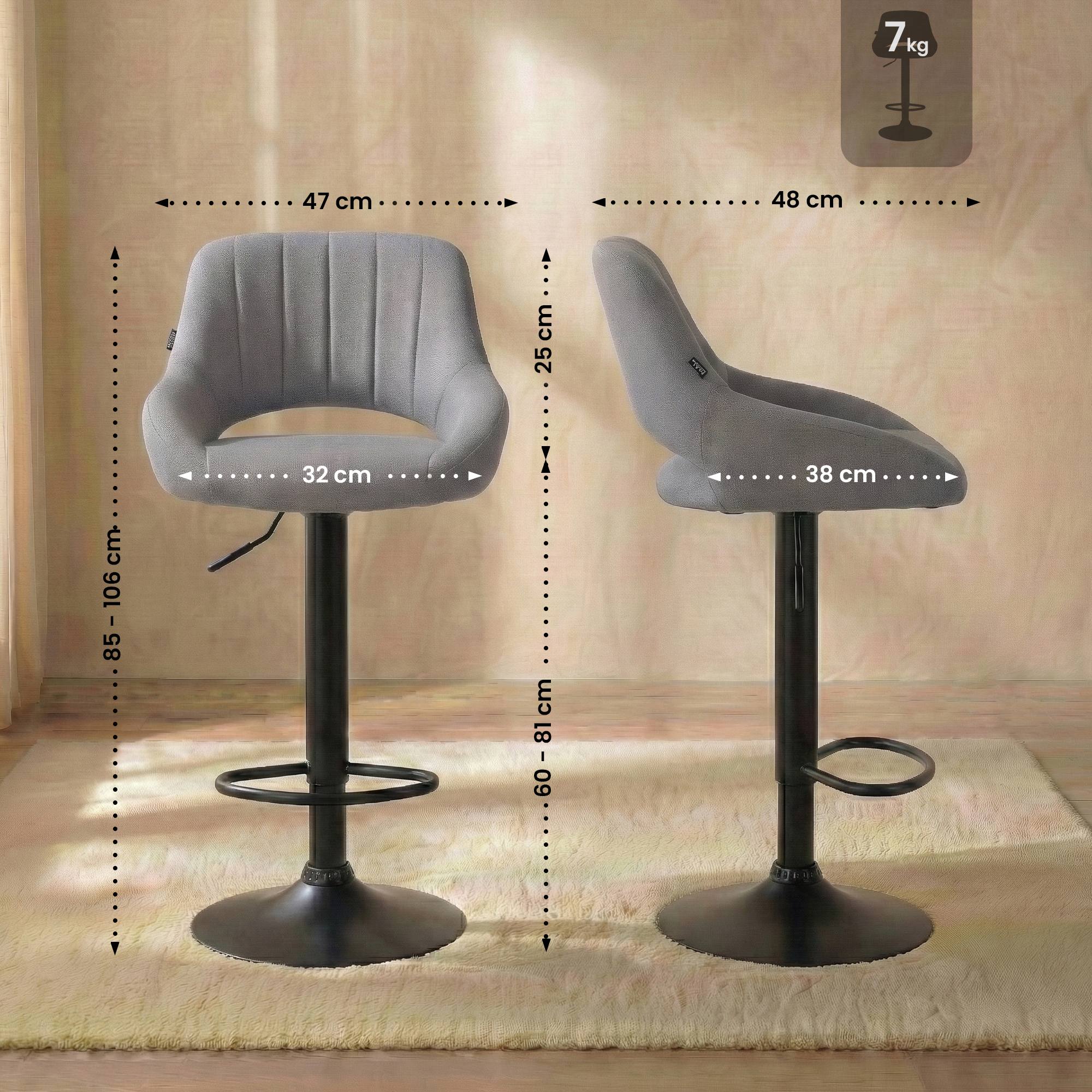 Lot de 2 tabourets de bar Milet en tissu