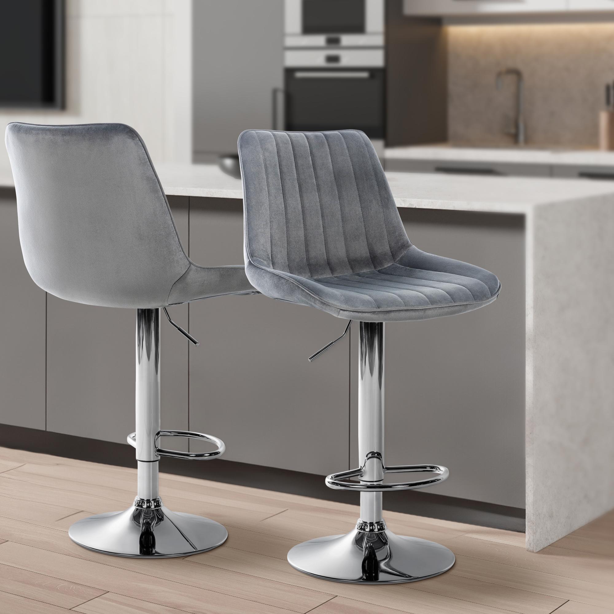 Tabouret de bar Toni en Velours Pied trompette en Métal
