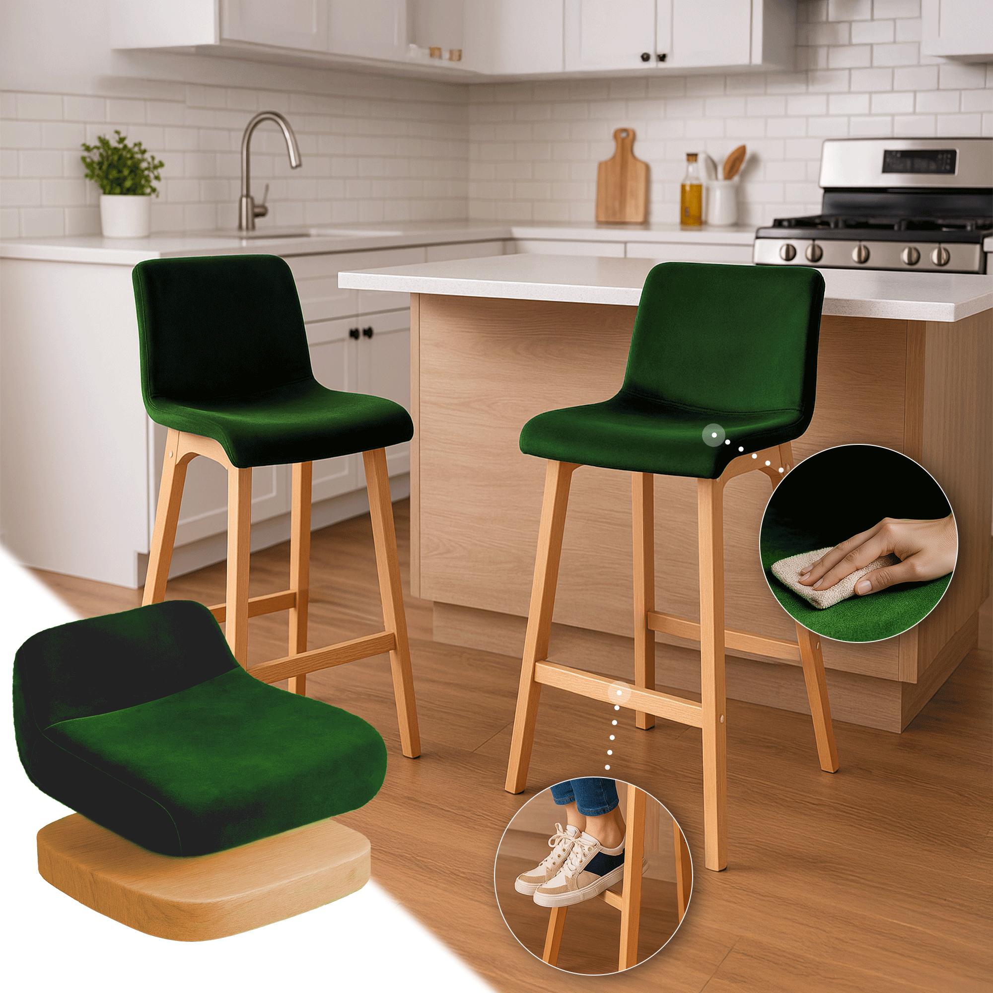 Tabouret de bar Hover velours piètement 4 pieds Natura
