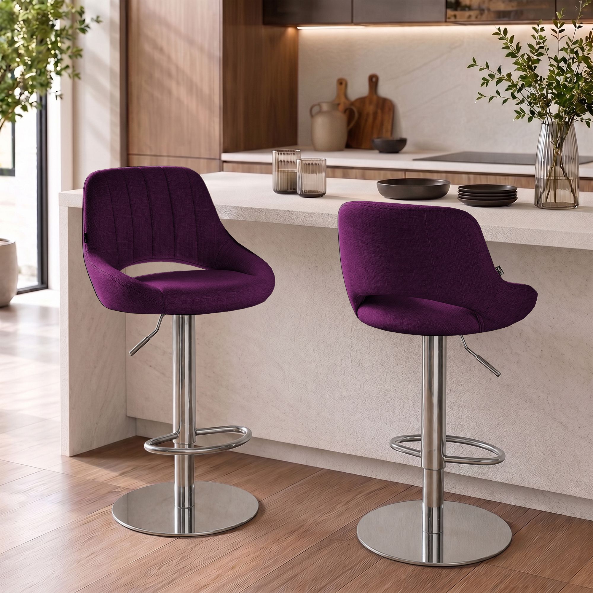 Lot de 2 tabourets de bar Milet chromés avec socles extra lourds