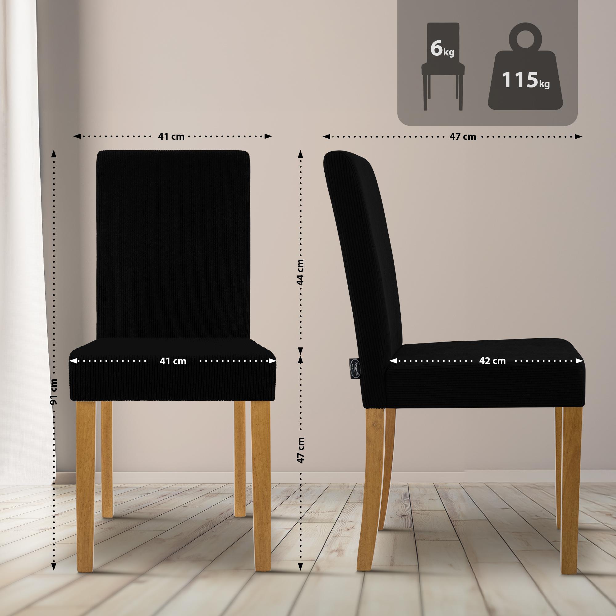 Lot de 2 chaises de salle a manger Ina en velours cotele