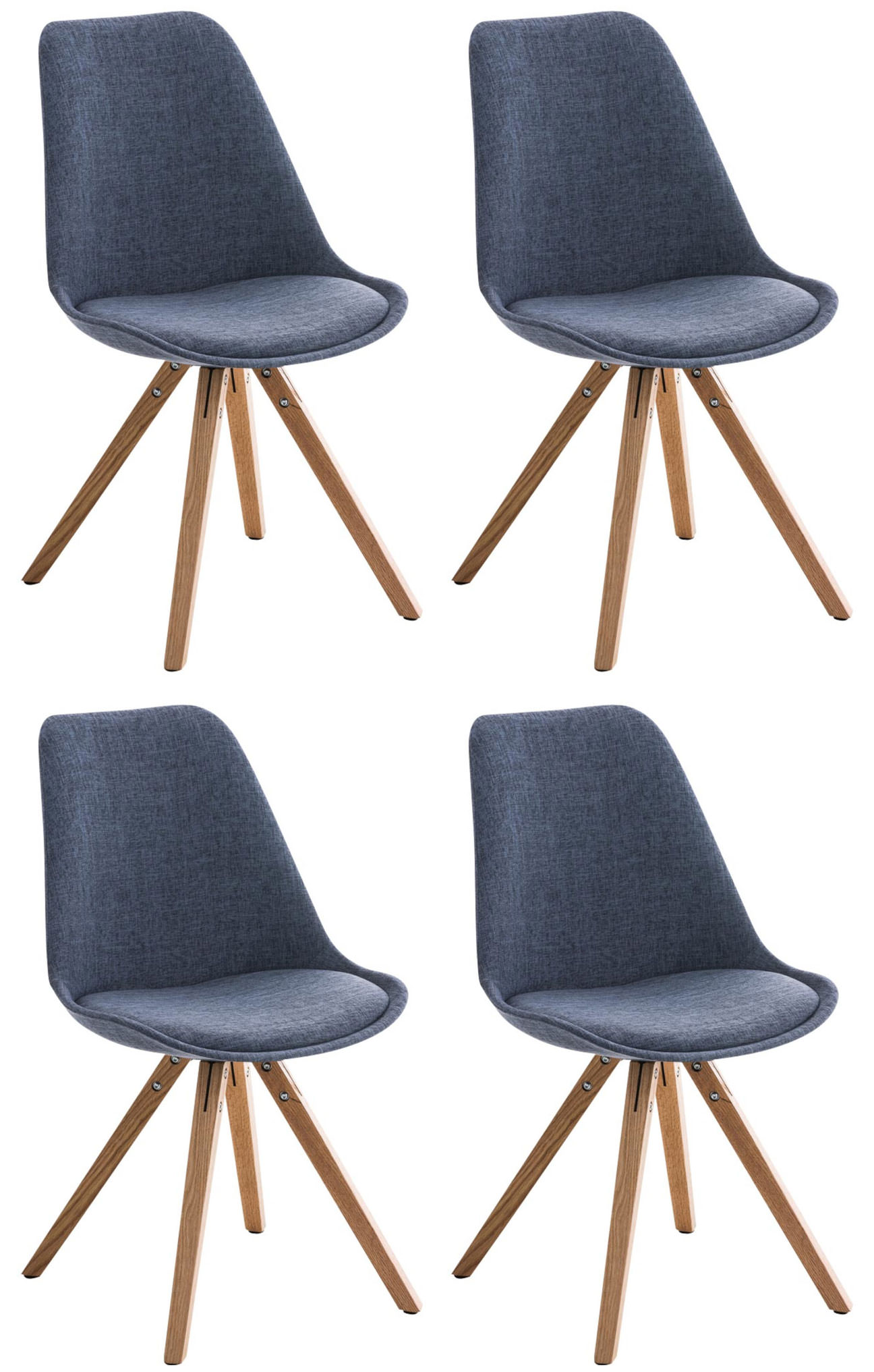 Lot de 4 chaises de salle à manger en tissu Pegleg avec pieds en bois carrés