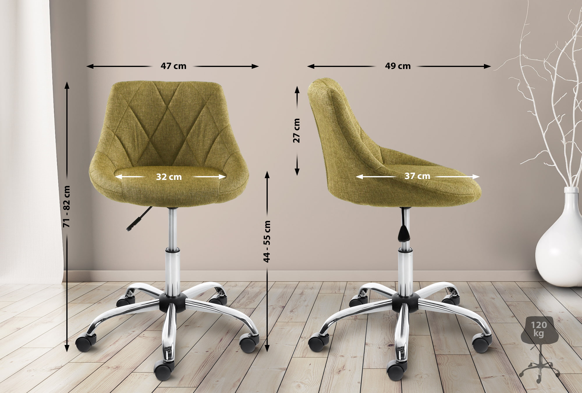 Tabouret de travail Lazio réglable en hauteur et pivotant