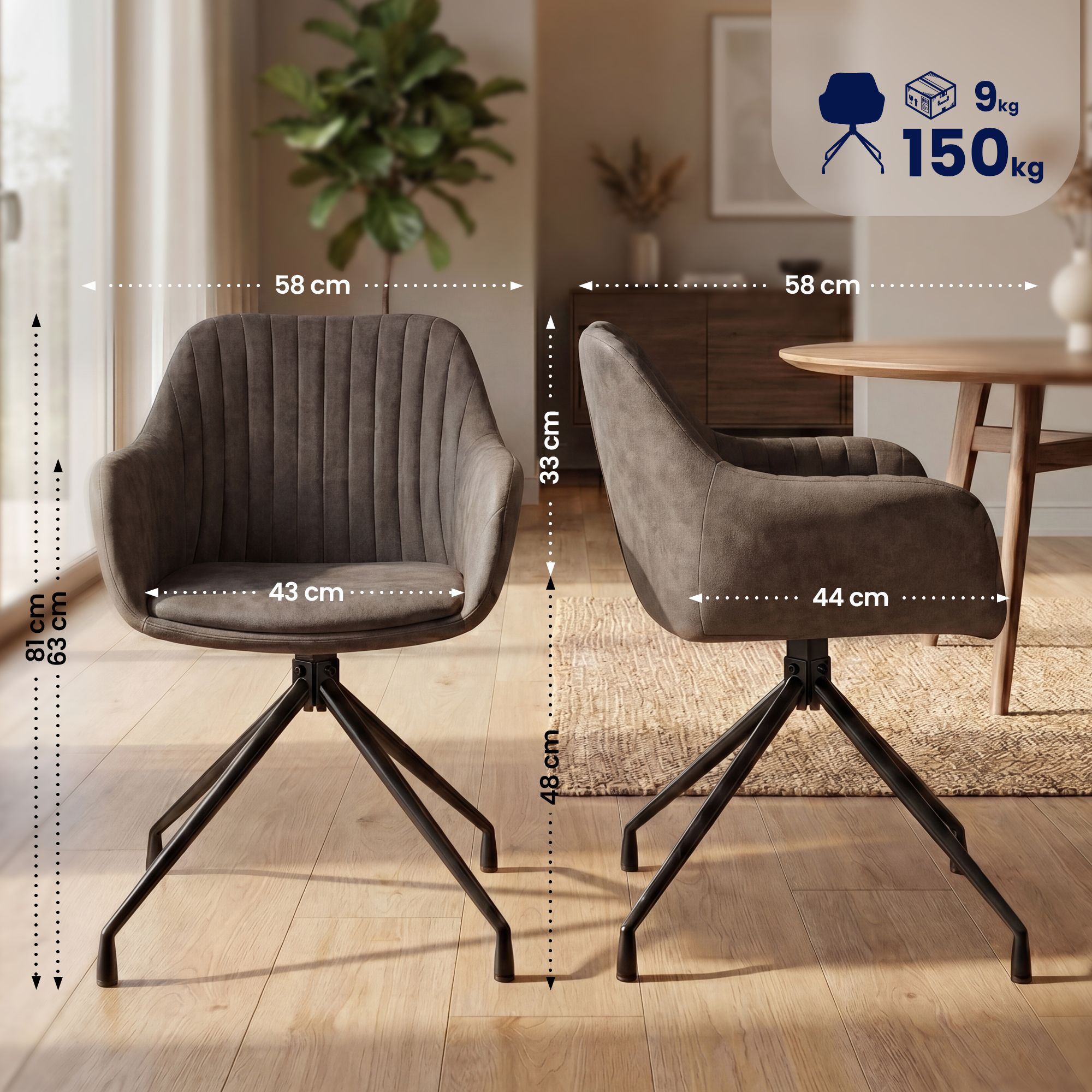 Lot de 2 chaises de salle a manger Novanis