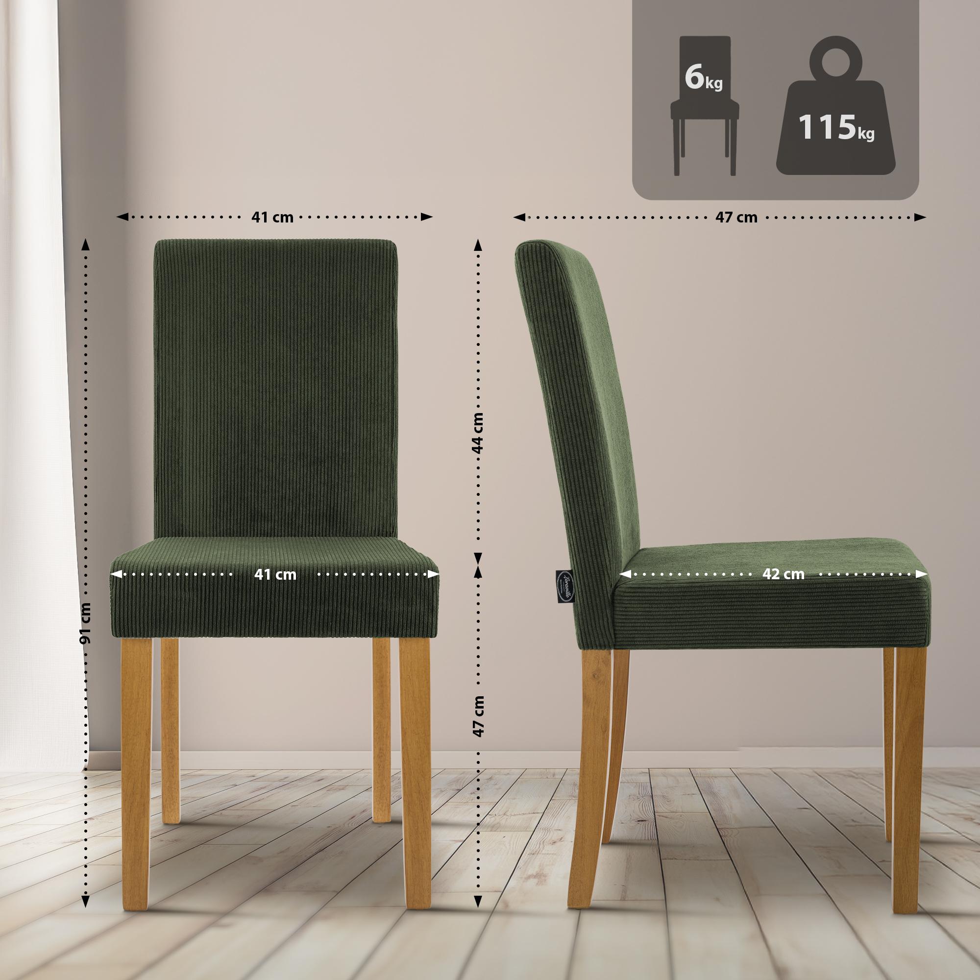 Lot de 2 chaises de salle a manger Ina en velours cotele