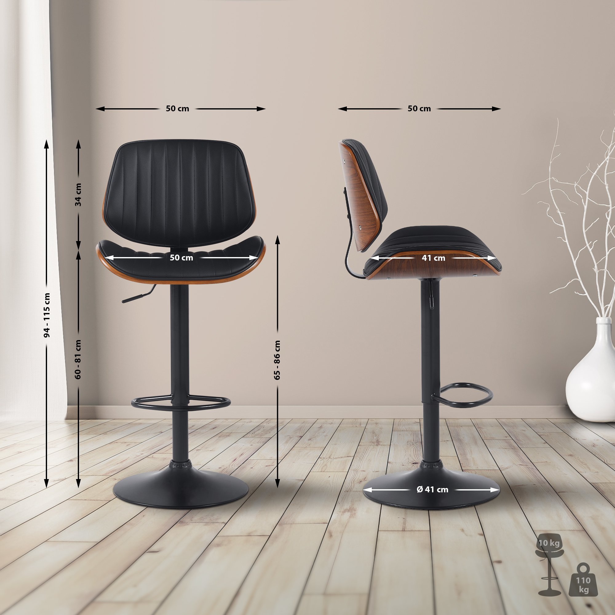 Lot de 2 tabourets de bar Clawson en similicuir