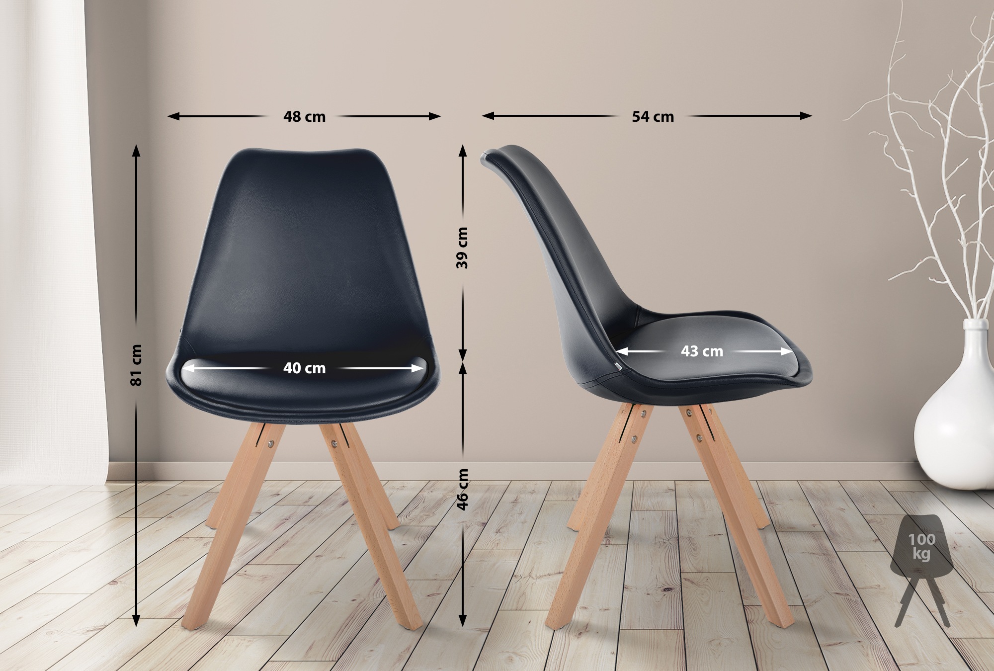 Lot de 4 chaises de salle à manger Sofia en Similicuir
