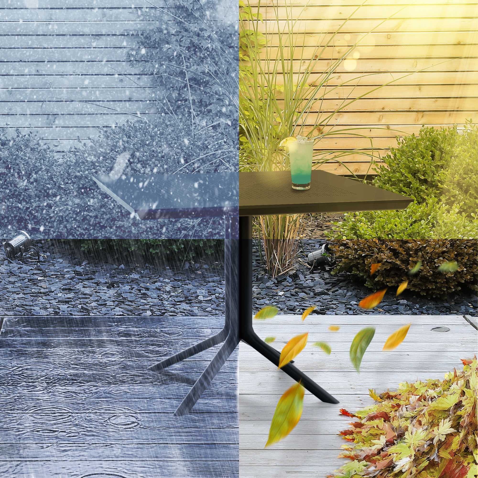 Table de jardin Lenval 80x80 cm Table d'extérieur en noir ou blanc