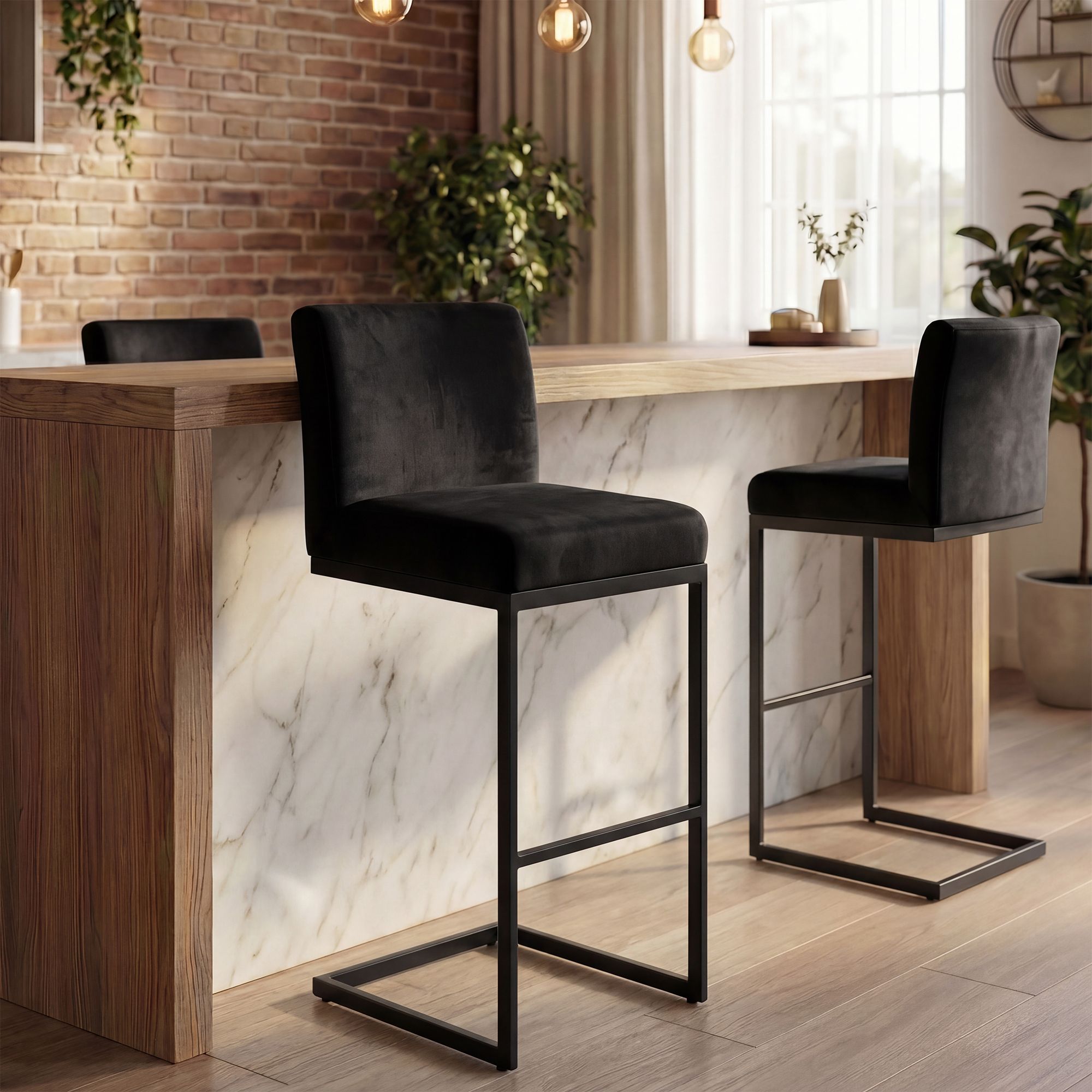 Tabouret de bar Hopewell velours