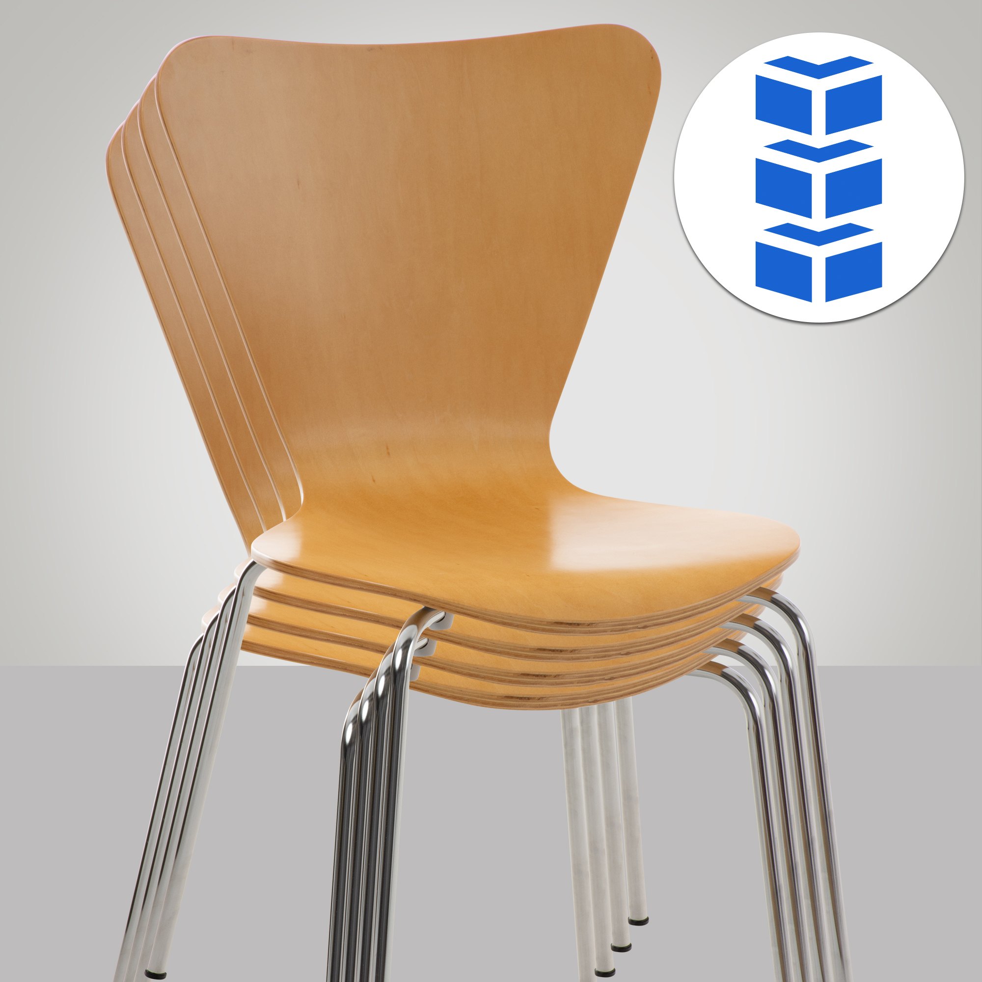 Lot de 16 chaises visiteur empilables Calisto