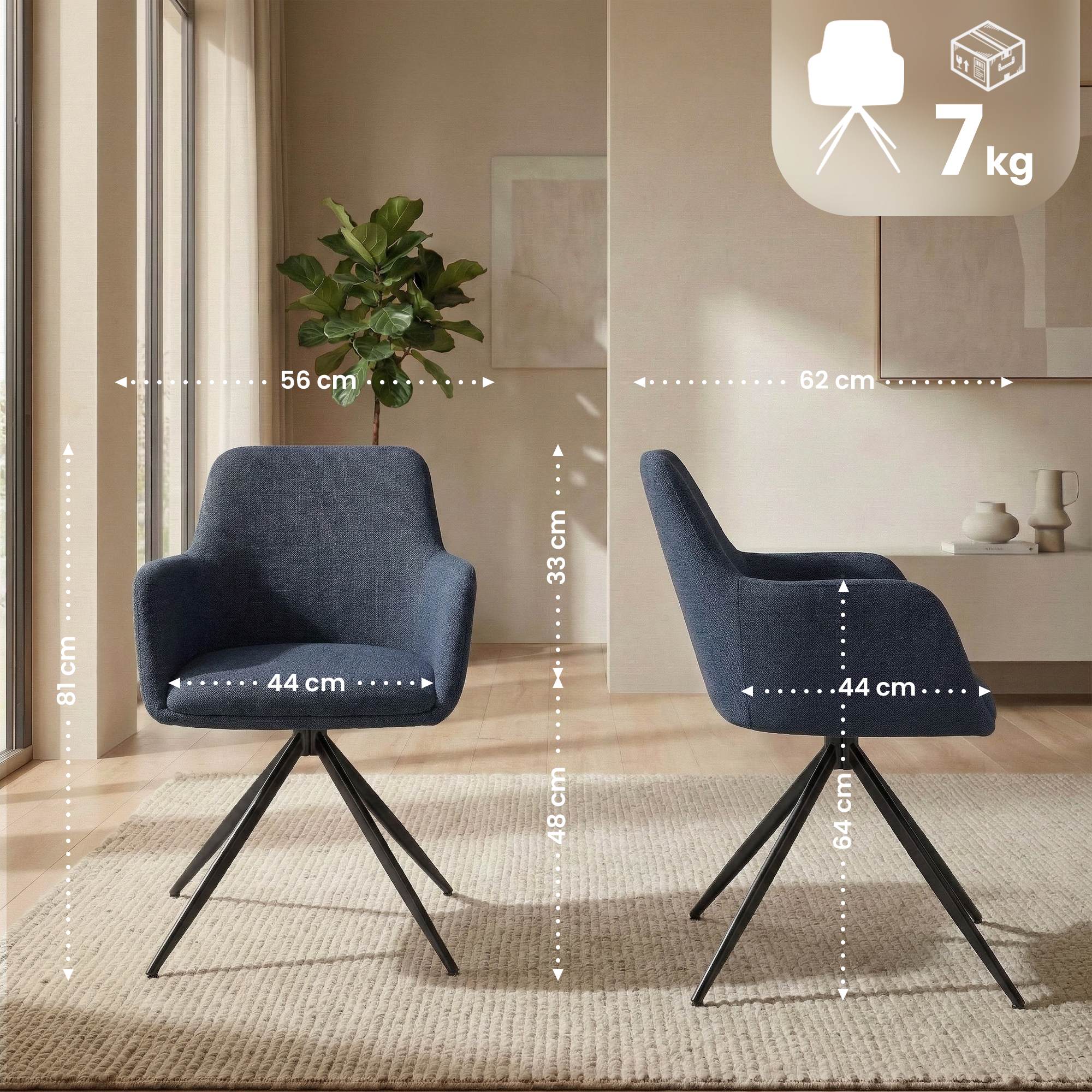 Chaise de salle a manger Olema en tissu